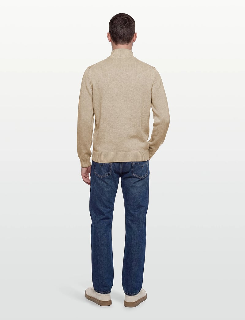 GANT - Cotton Knit Half-Zip Sweater - pulls demi-zippés - oat melange - 4