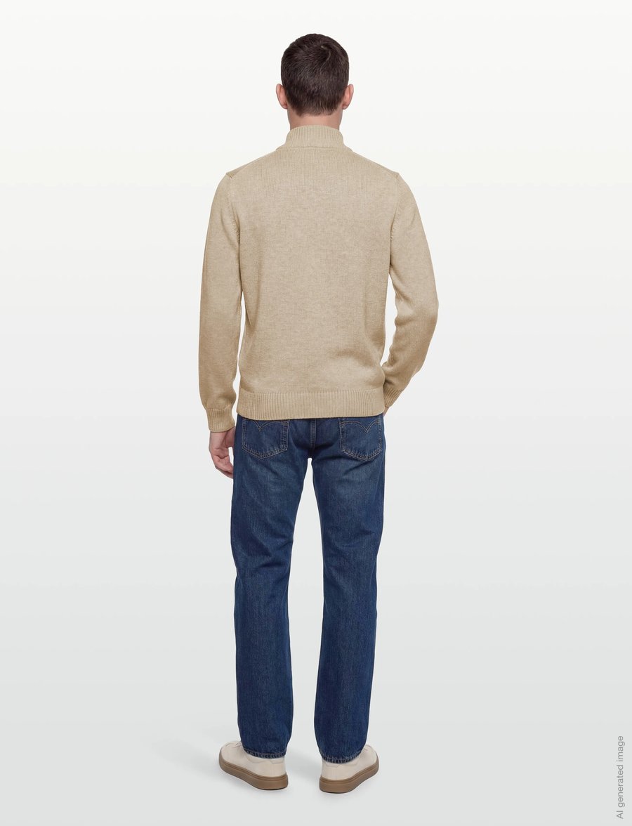Gant - Cotton Knit Half-Zip Sweater - tõmblukk-kaelusega džemprid - oat melange - 4