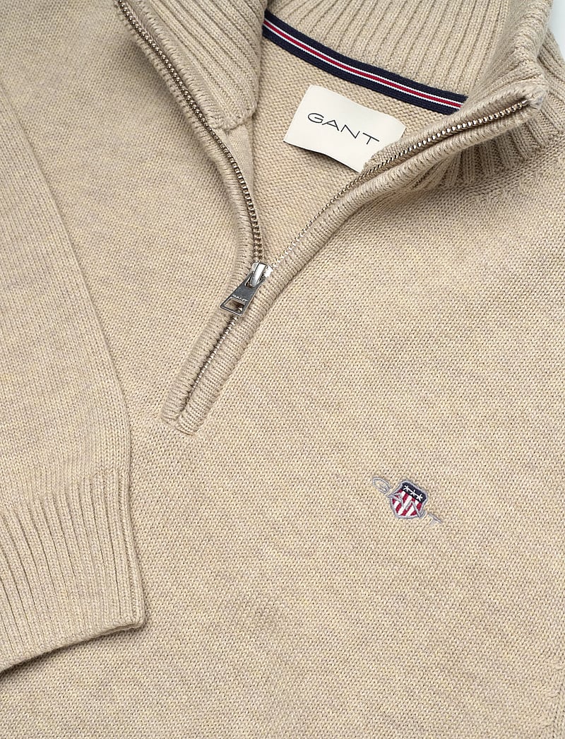 GANT - Cotton Knit Half-Zip Sweater - pulls demi-zippés - oat melange - 5