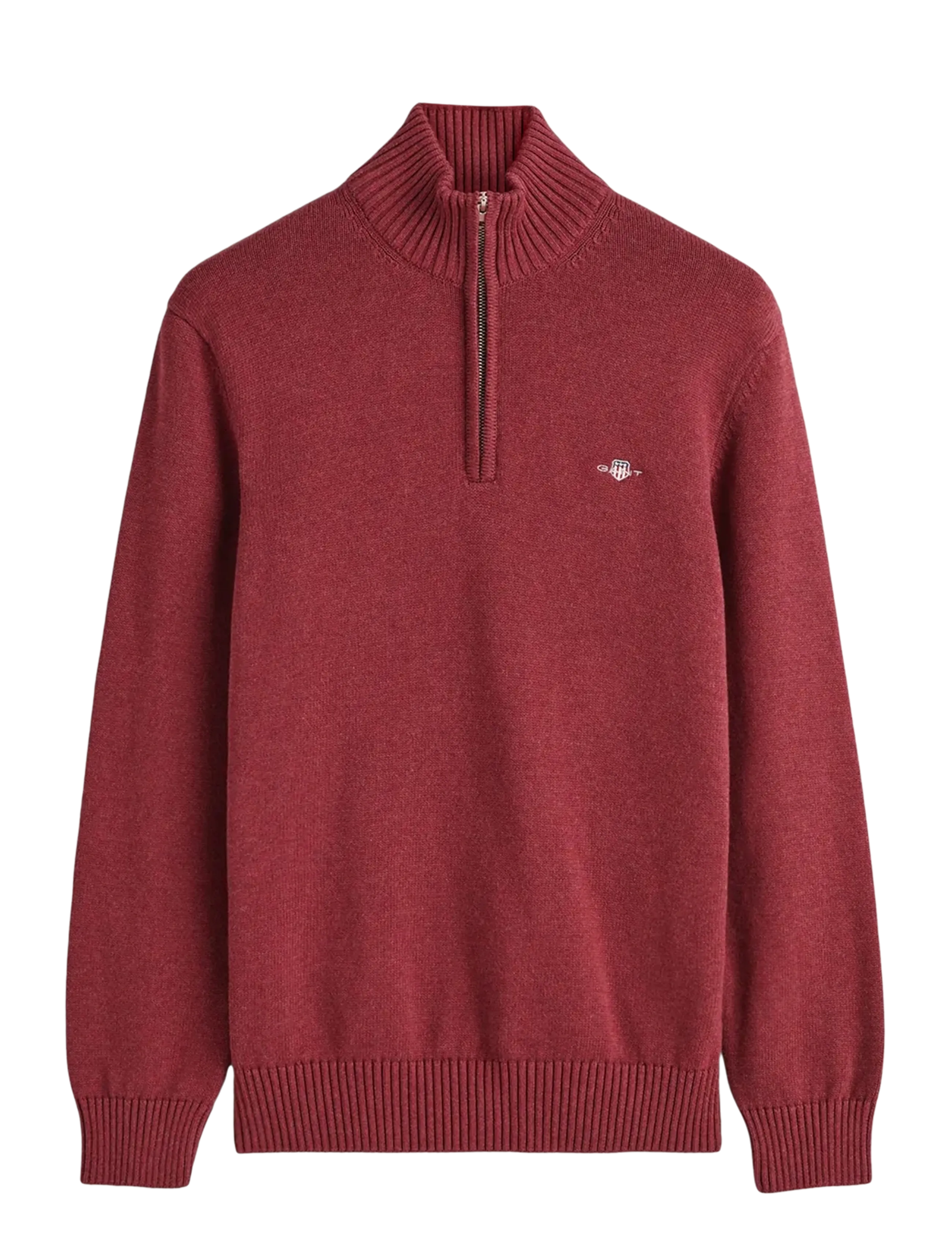 GANT Baumwolle Knit Half-Zip Pullover Burgundy - M - Herren
