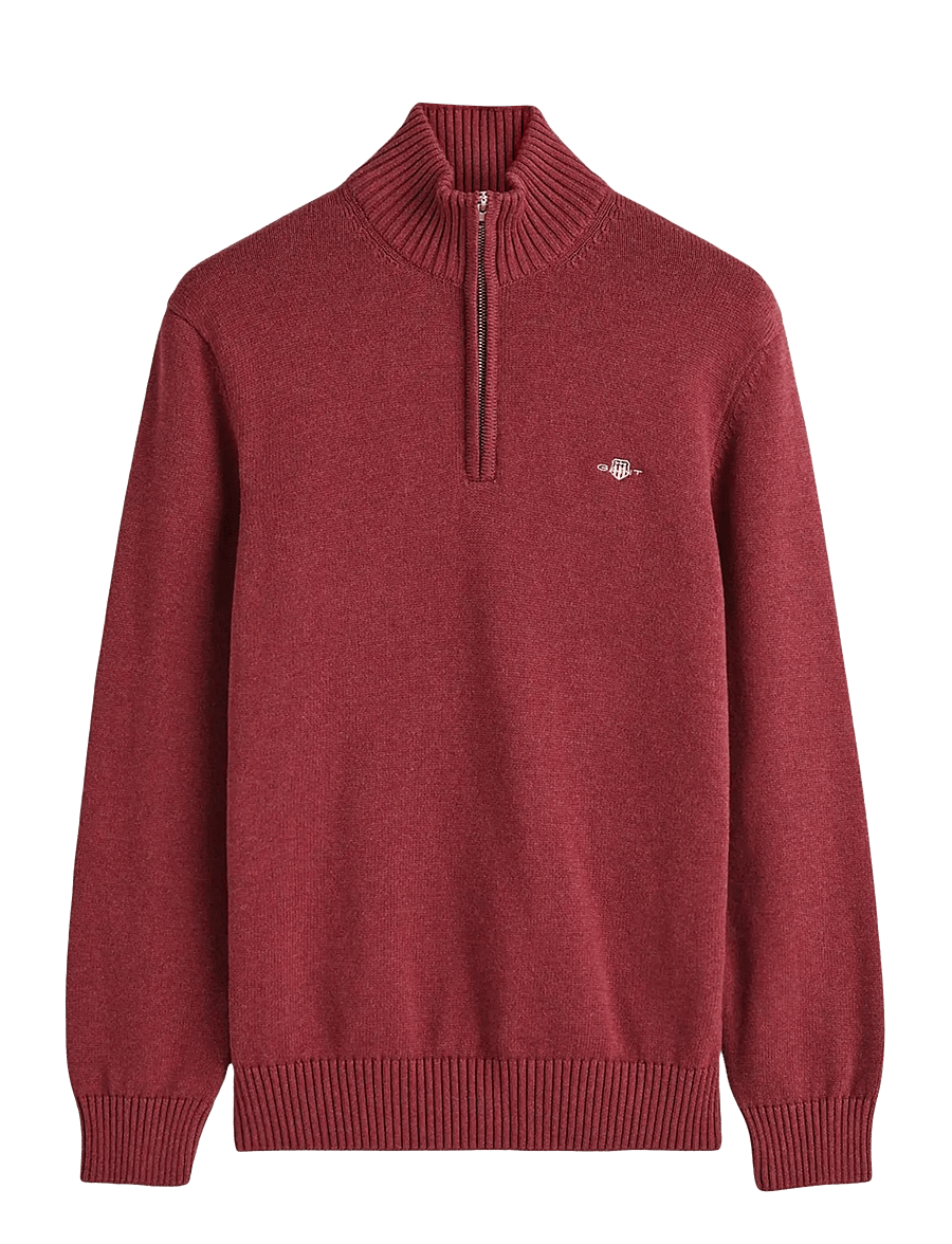 Gant - Cotton Knit Half-Zip Sweater - pullover mit halbem reißverschluss - plumped red - 1