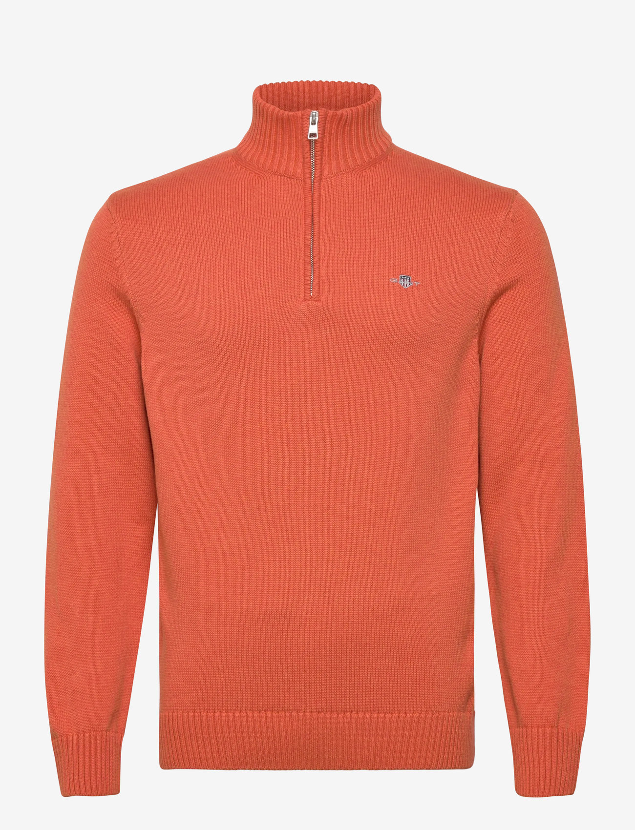 Gant - Cotton Knit Half-Zip Sweater - halfzip strik - pumpkin orange melange - 0