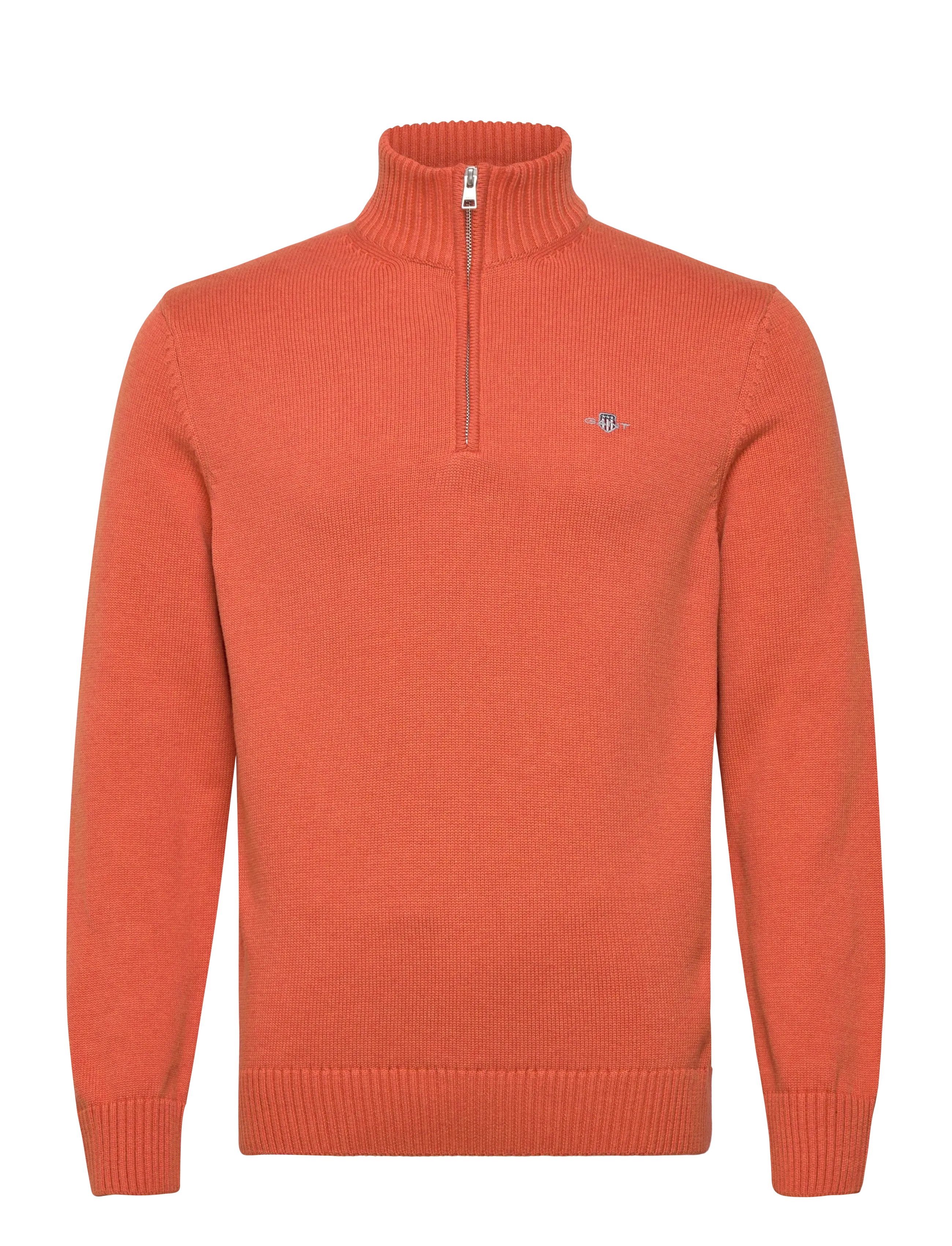 Gant Cotton Knit Half-Zip Sweater - Gant - PUMPKIN ORANGE MELANGE / purple