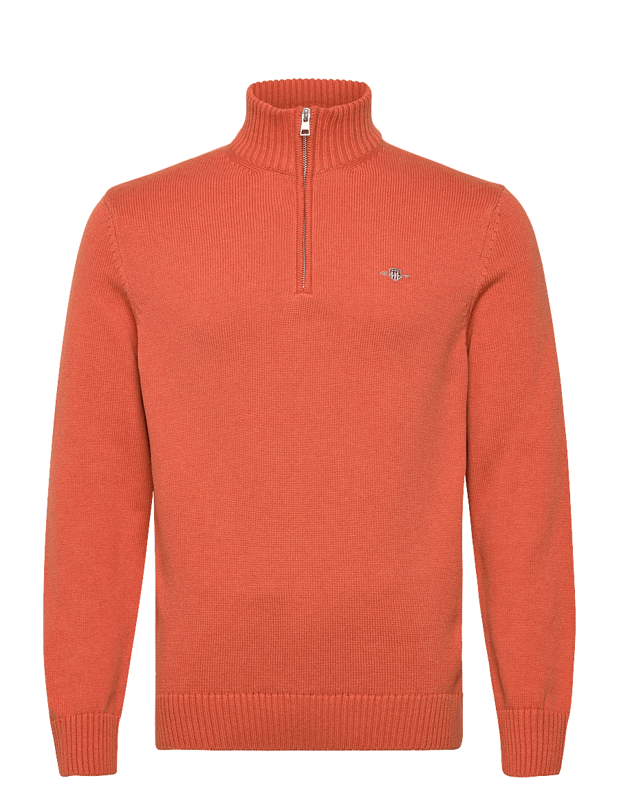 Gant - Cotton Knit Half-Zip Sweater - tõmblukk-kaelusega džemprid - pumpkin orange melange - 0