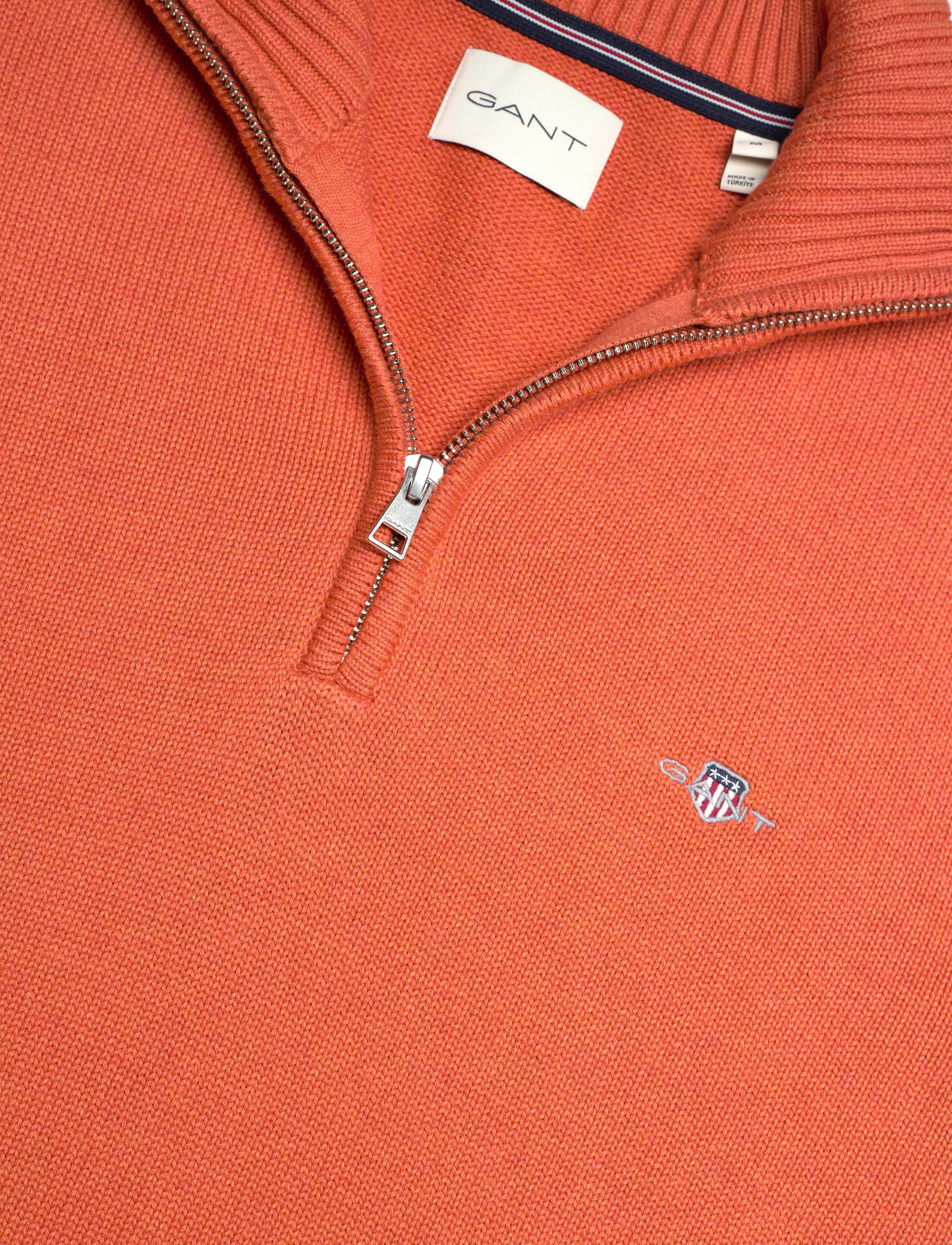 Gant - Cotton Knit Half-Zip Sweater - half zip-tröjor - pumpkin orange melange - 2