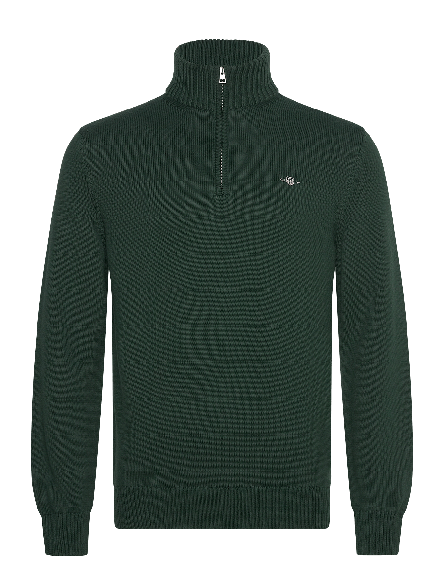 Gant - Cotton Knit Half-Zip Sweater - pullover mit halbem reißverschluss - tartan green - 1