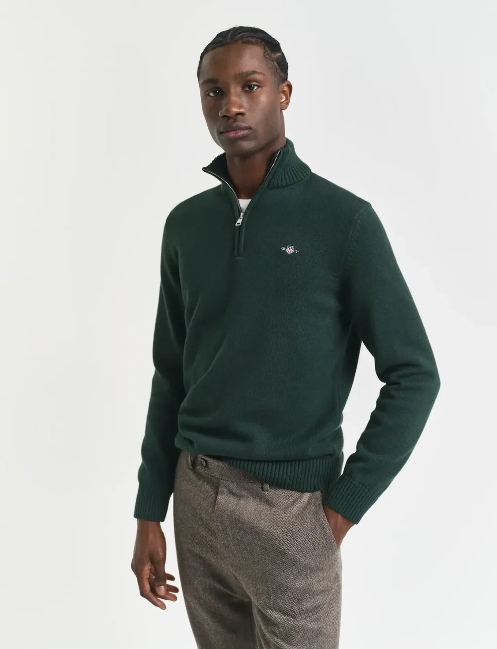 GANT - CASUAL COTTON HALF ZIP - half zip jumpers - tartan green - 0