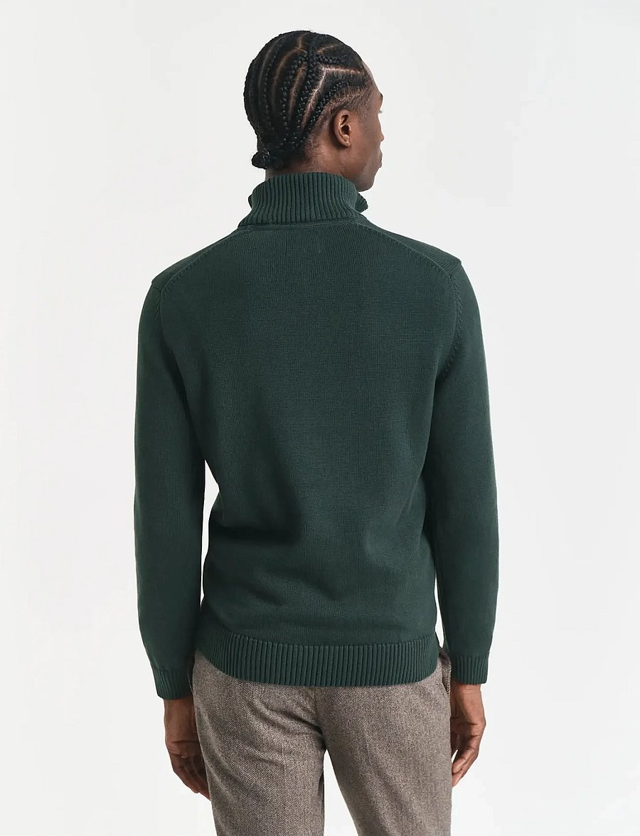 Gant - Cotton Knit Half-Zip Sweater - pullover mit halbem reißverschluss - tartan green - 3