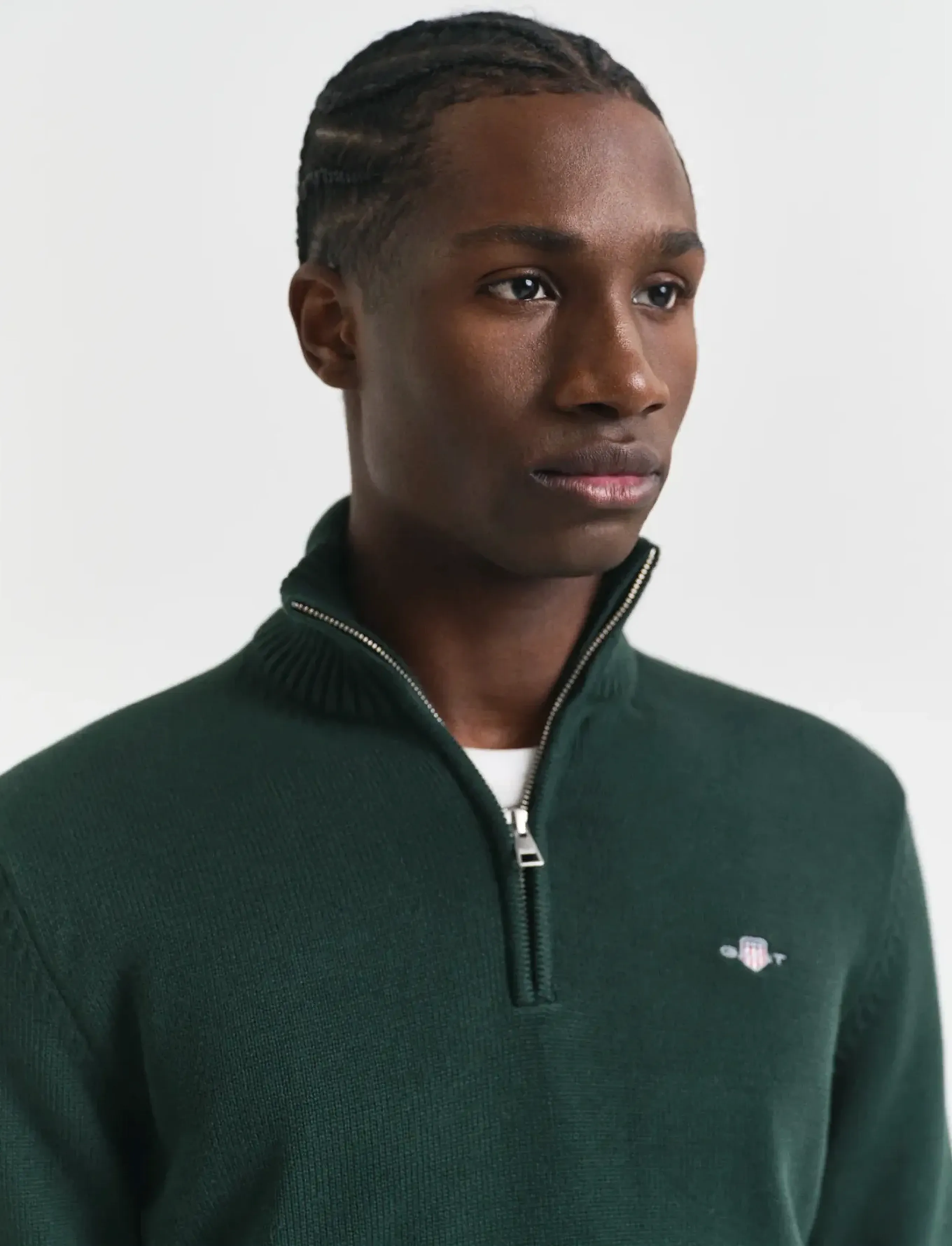 Gant - Cotton Knit Half-Zip Sweater - pullover mit halbem reißverschluss - tartan green - 4
