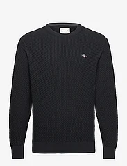 GANT - COTTON TEXTURE C-NECK - knitted round necks - black - 0