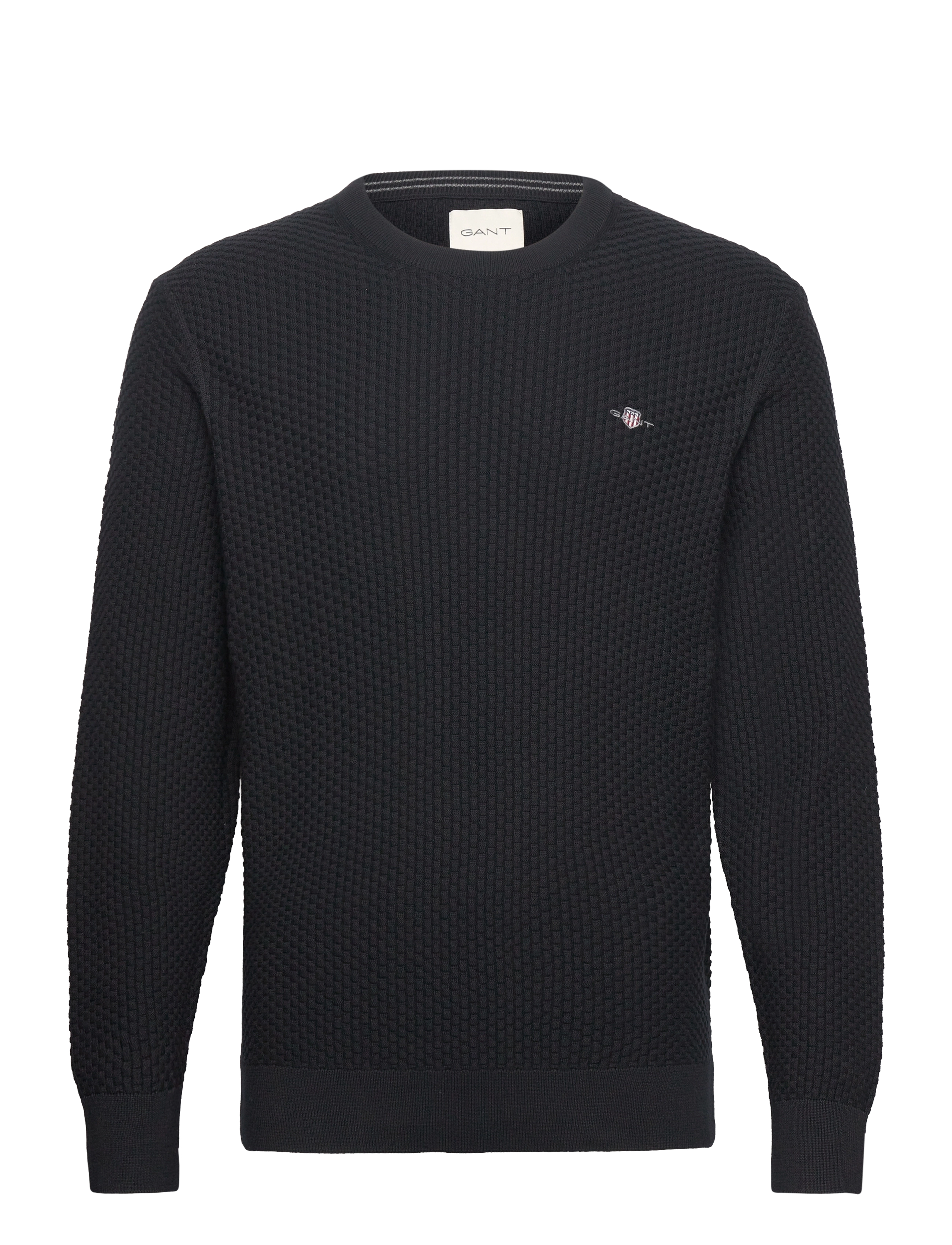 COTTON TEXTURE C-NECK - BLACK