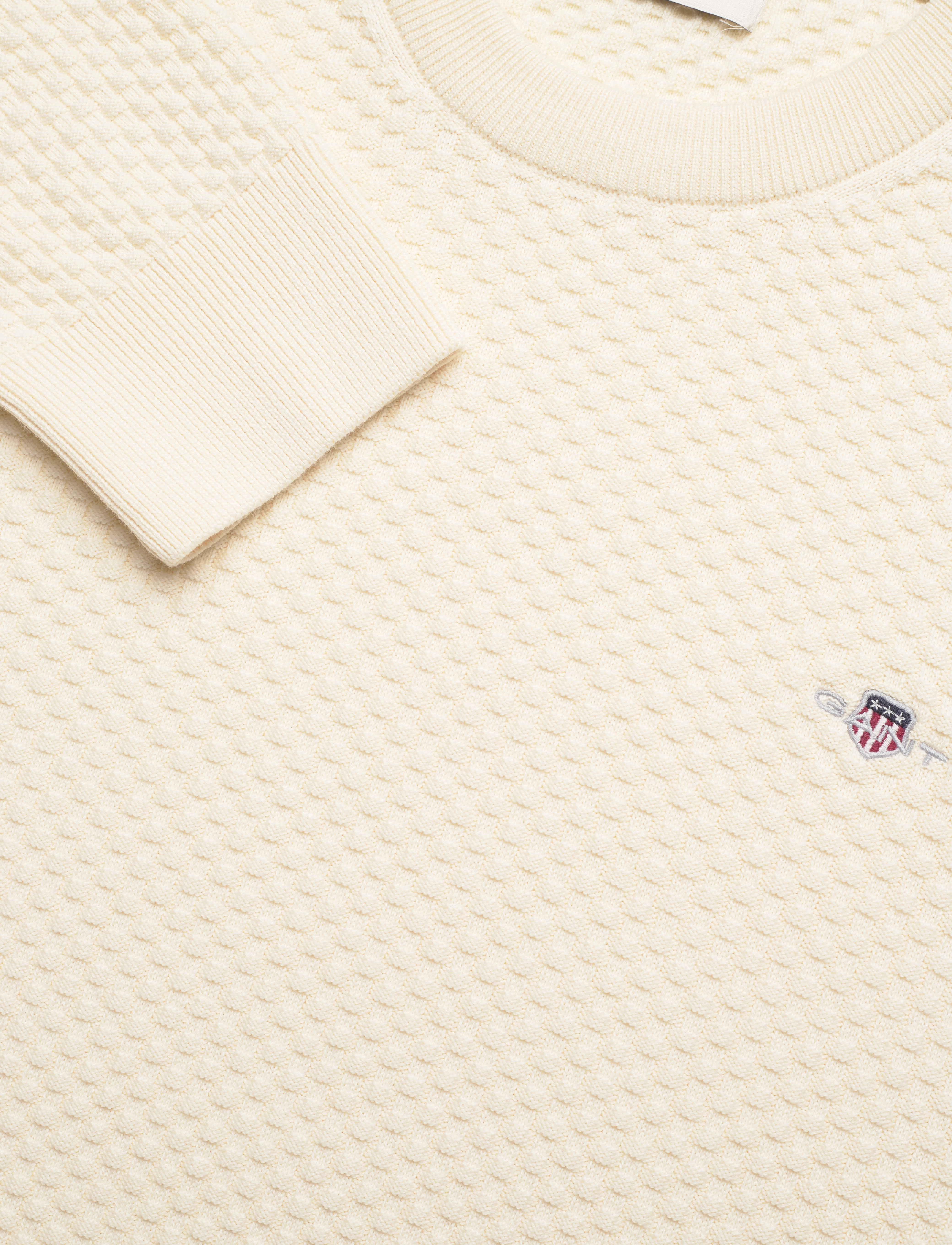 GANT - COTTON TEXTURE C-NECK - cream - 2