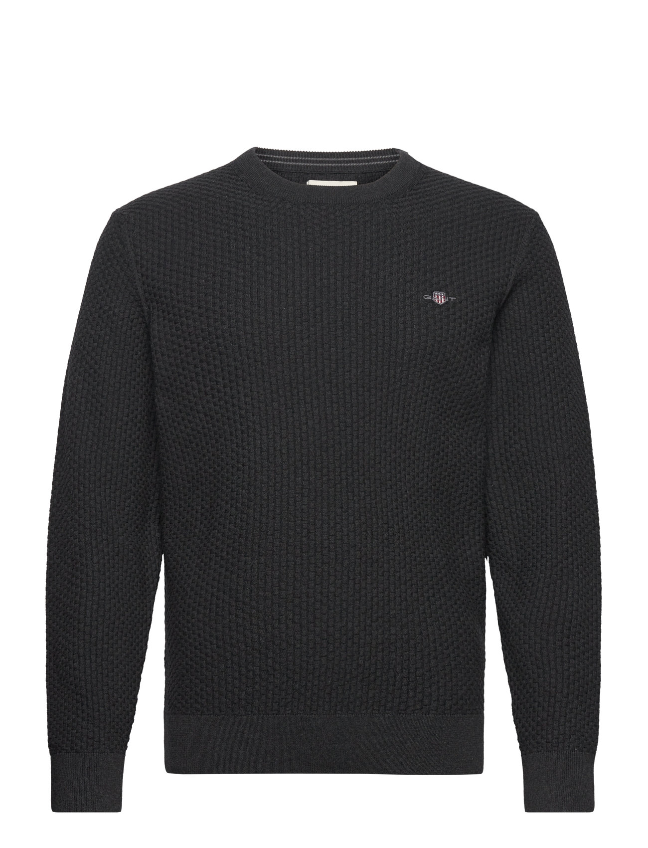 GANT - COTTON TEXTURE C-NECK - dk charcoal melange - 0