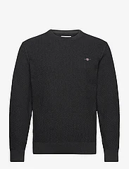 GANT - COTTON TEXTURE C-NECK - knitted round necks - dk charcoal melange - 0