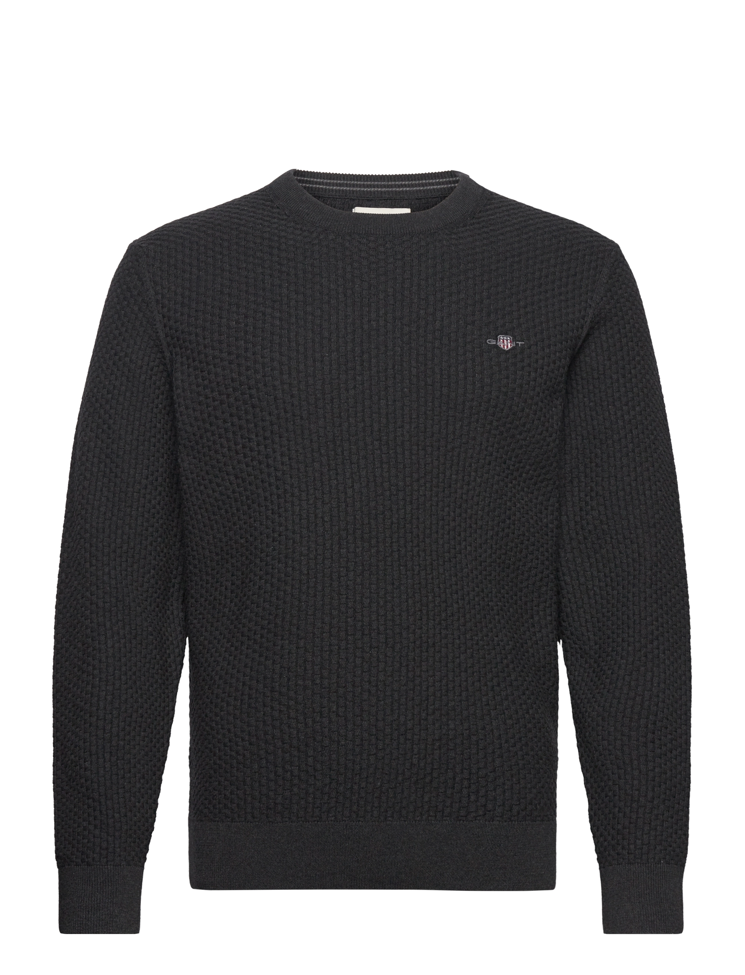 COTTON TEXTURE C-NECK - DK CHARCOAL MELANGE