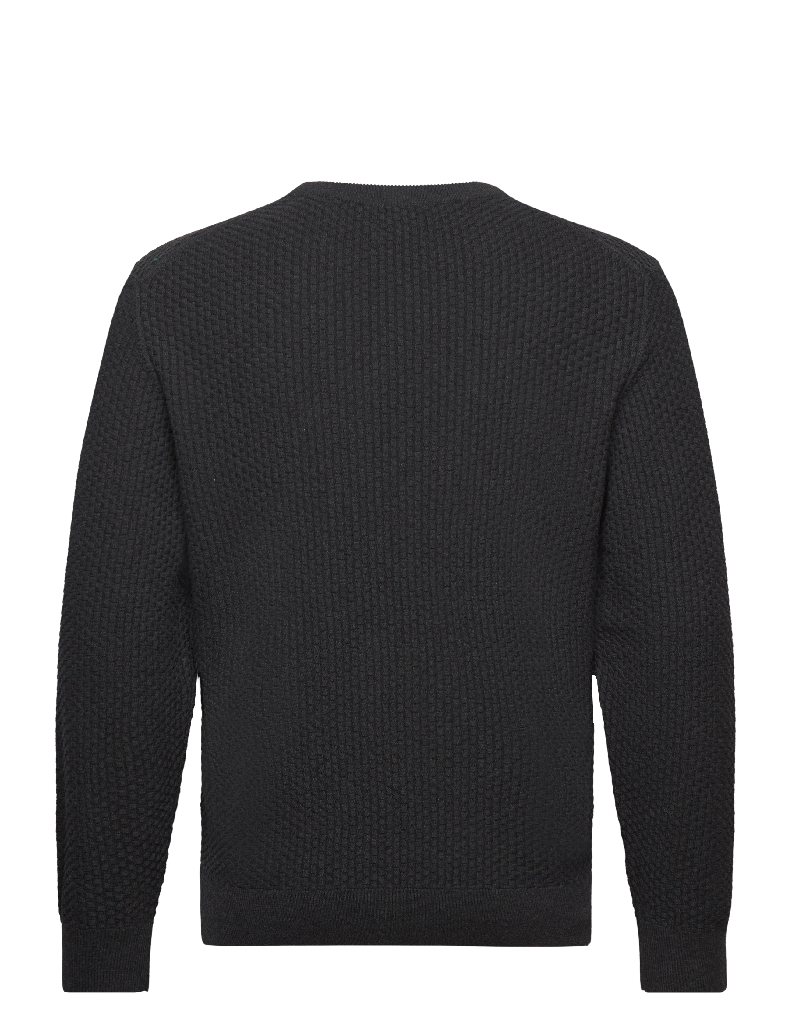 GANT - COTTON TEXTURE C-NECK - dk charcoal melange - 1