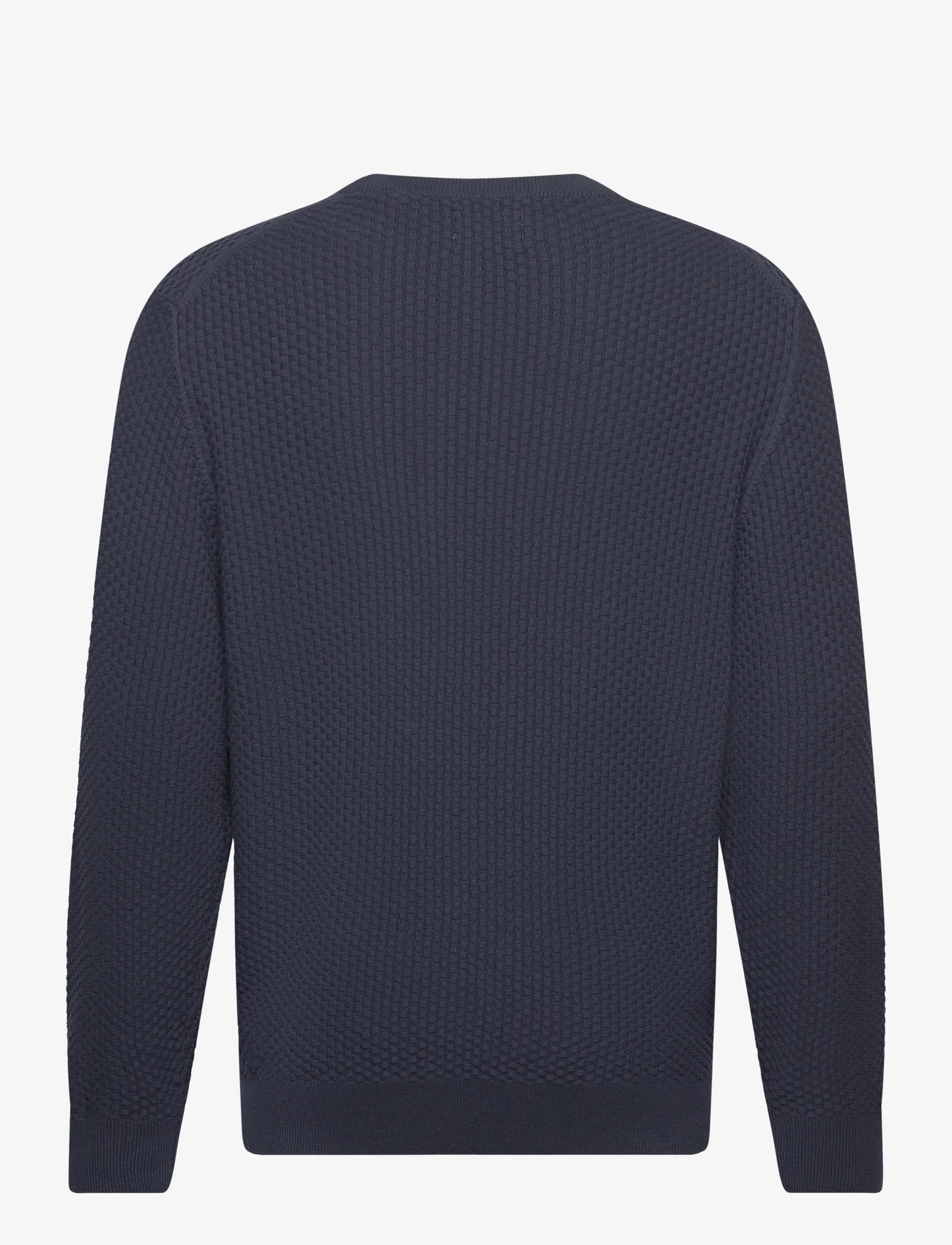 GANT - COTTON TEXTURE C-NECK - knitted round necks - evening blue - 1