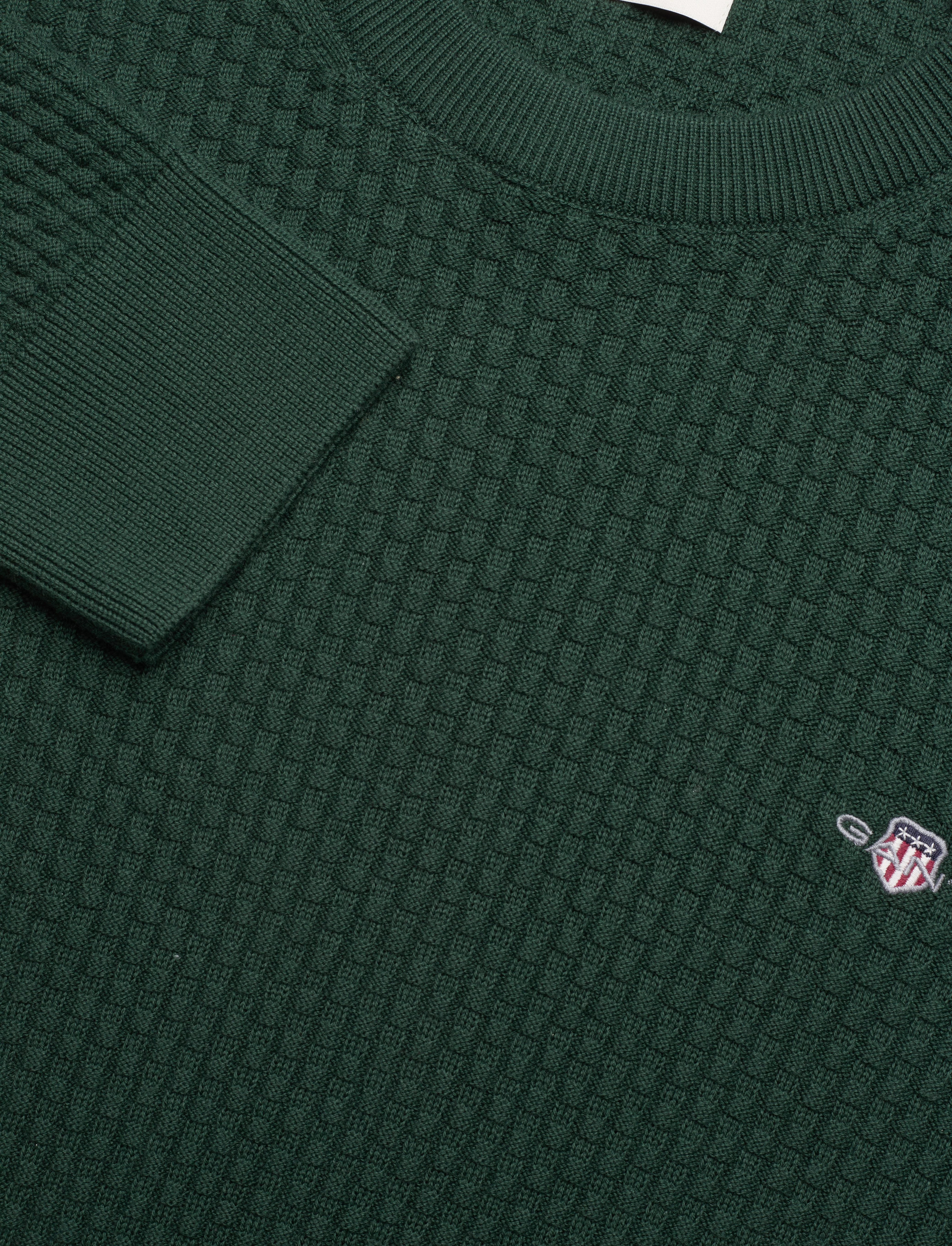 GANT - COTTON TEXTURE C-NECK - tartan green - 2