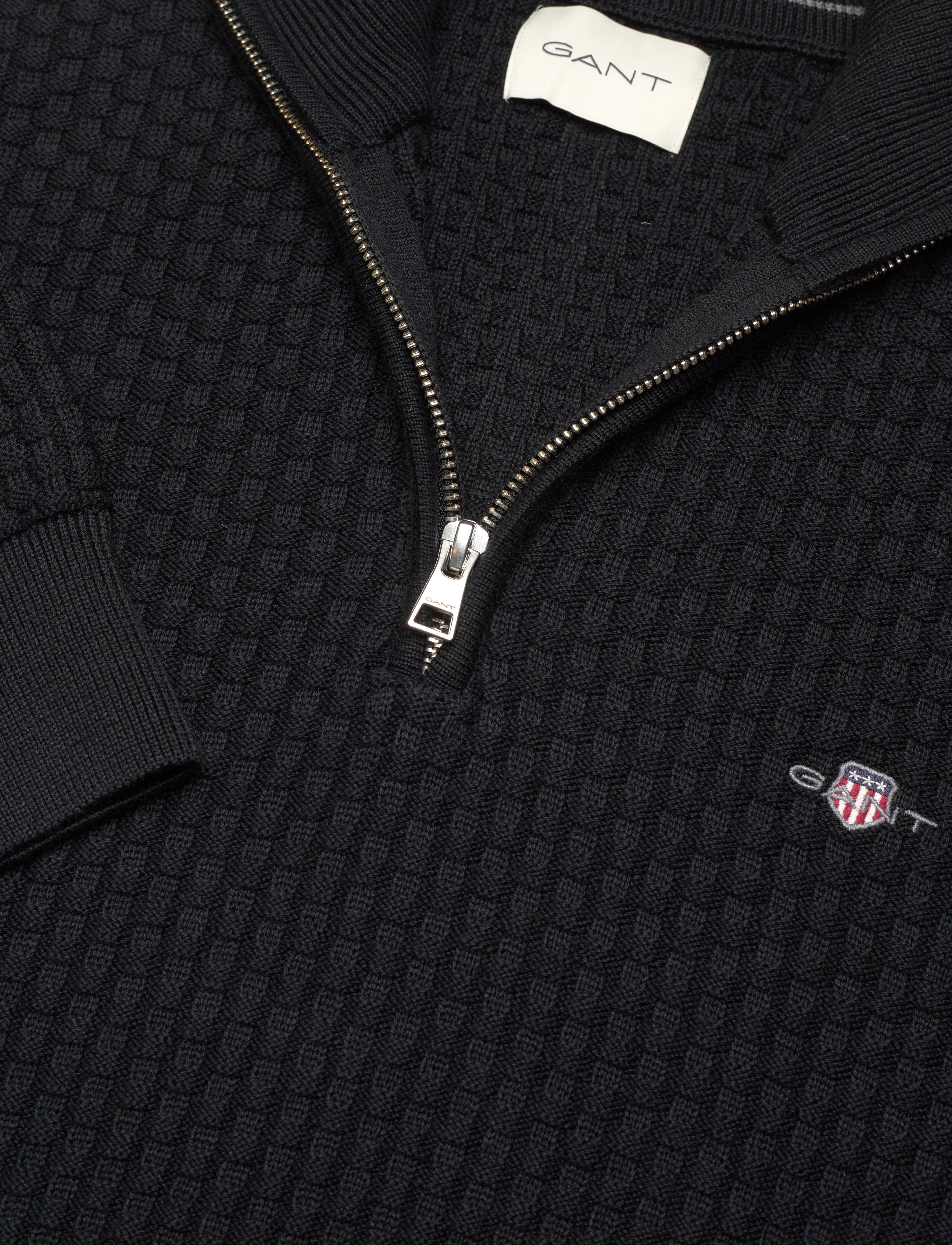 GANT - COTTON TEXTURE HALFZIP - black - 2