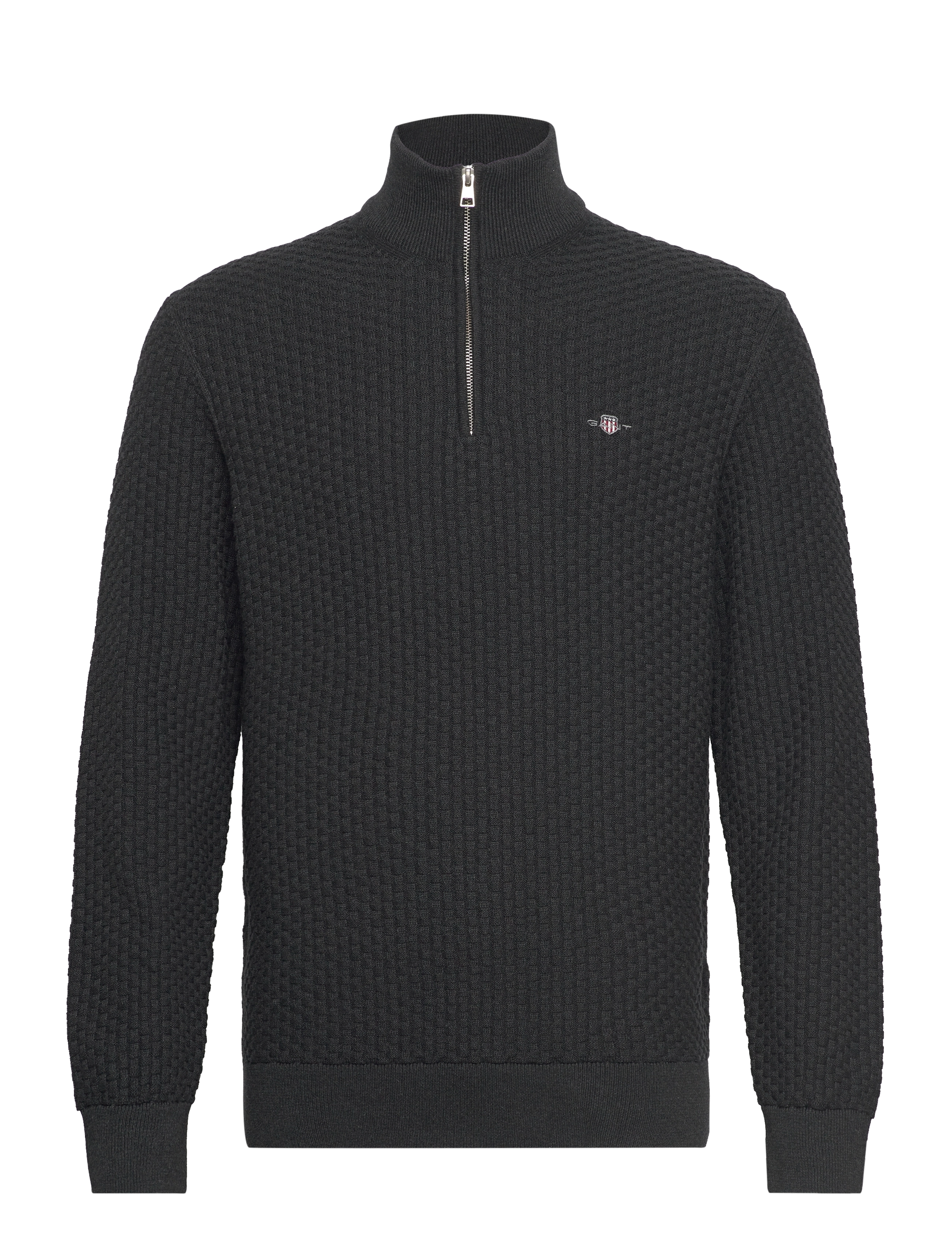 COTTON TEXTURE HALFZIP - DK CHARCOAL MELANGE