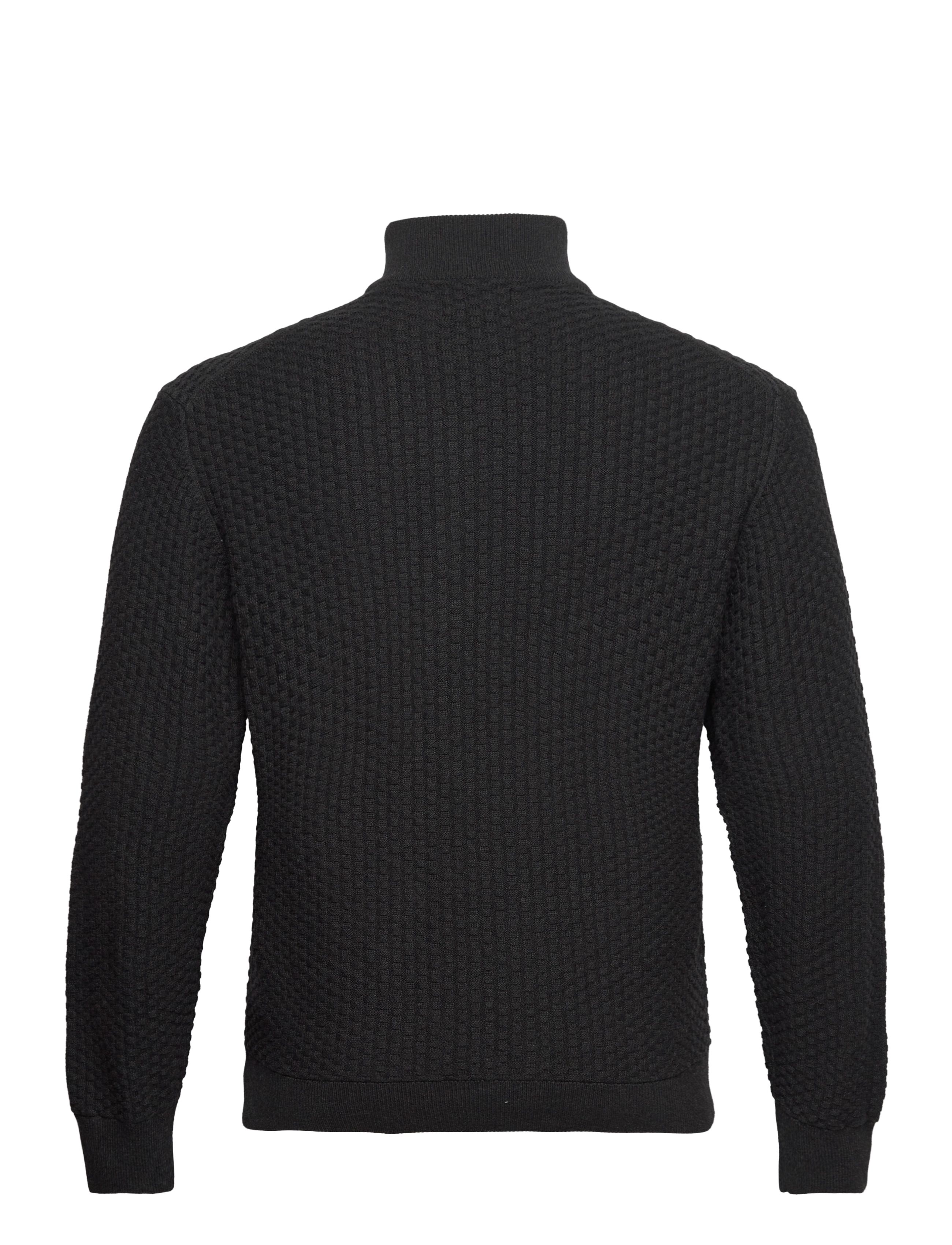 GANT - COTTON TEXTURE ZIP CARDIGAN - dk charcoal melange - 1