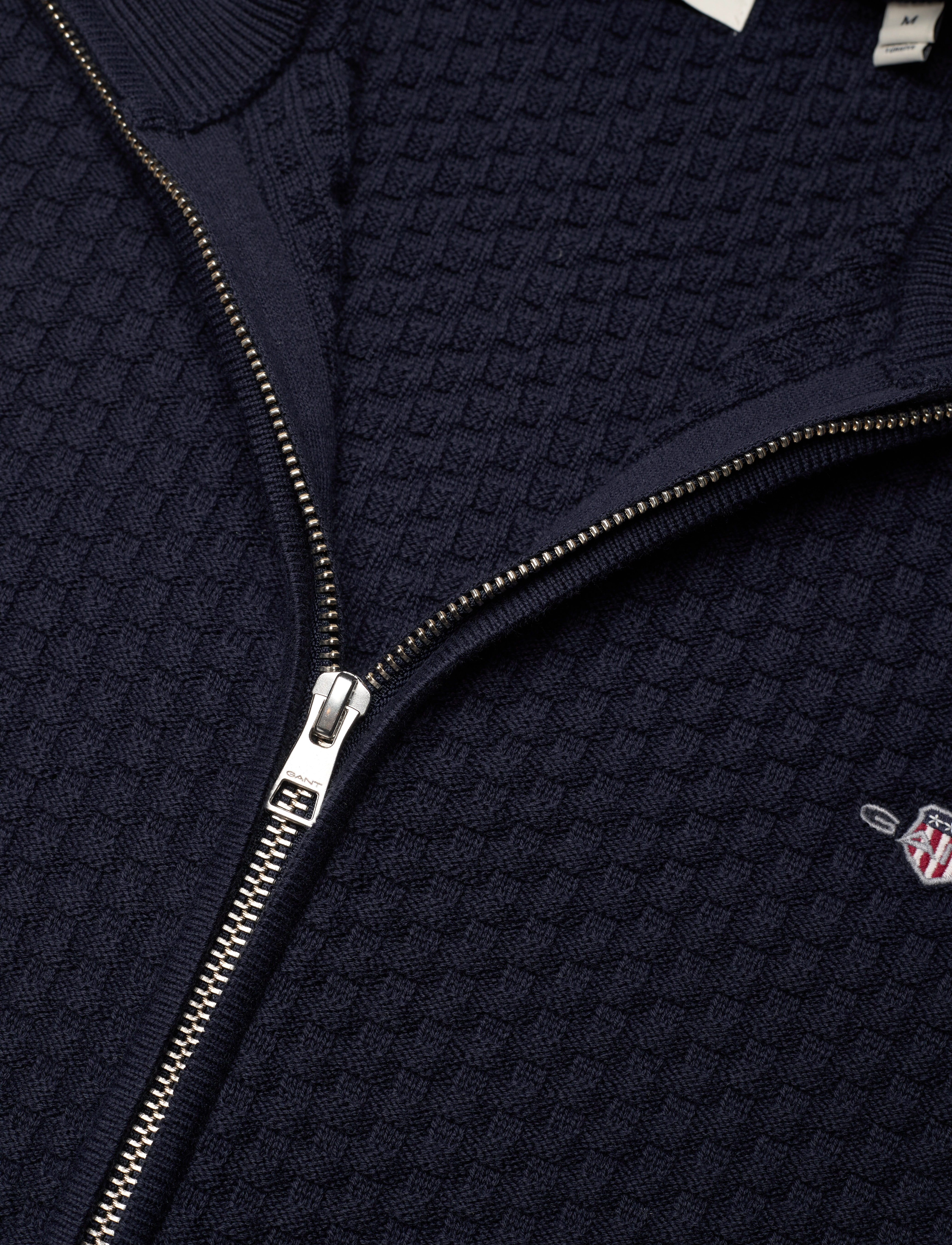 GANT - COTTON TEXTURE ZIP CARDIGAN - evening blue - 2