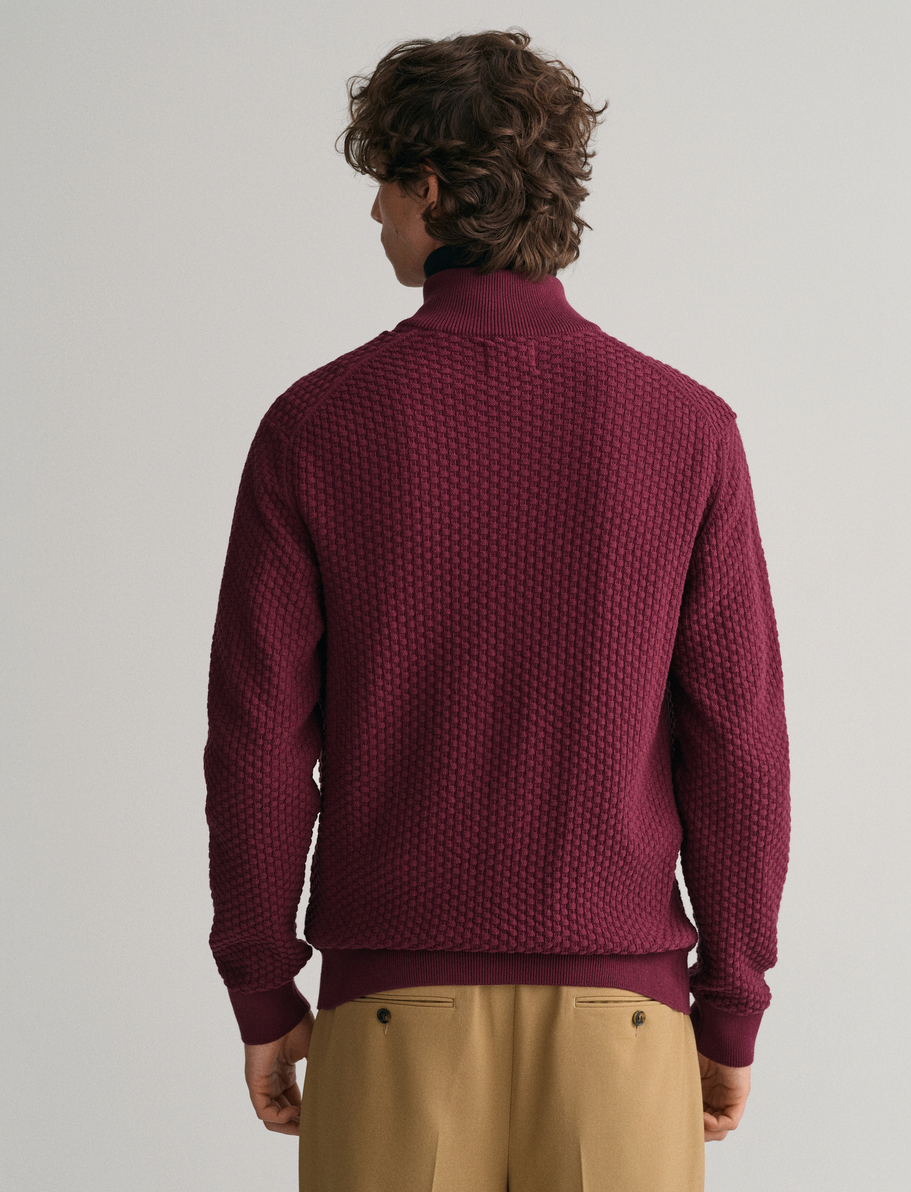 GANT - COTTON TEXTURE ZIP CARDIGAN - red shadow - 3