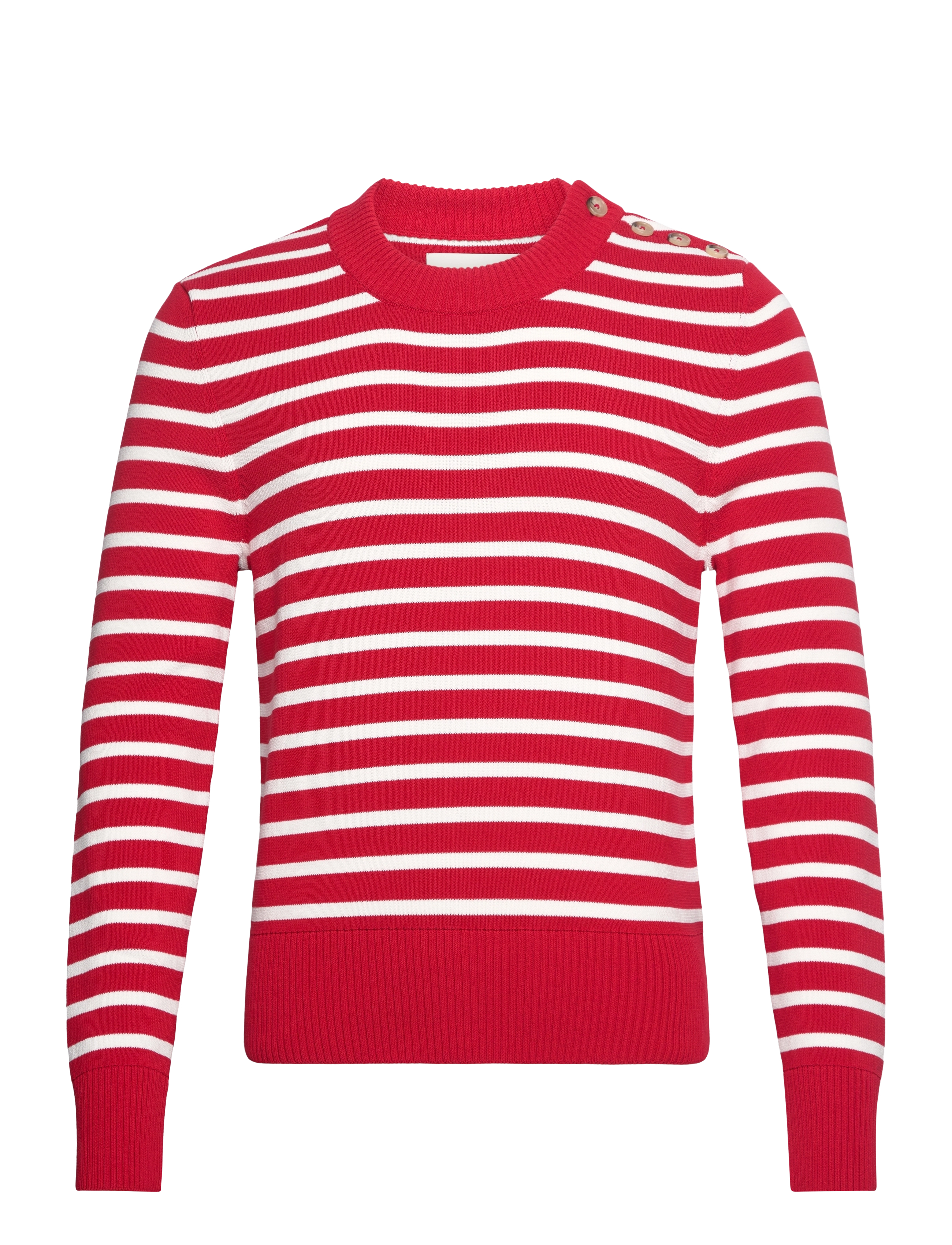 GANT - BRETON STRIPED SHINY COTTON C-NECK - ruby red - 1