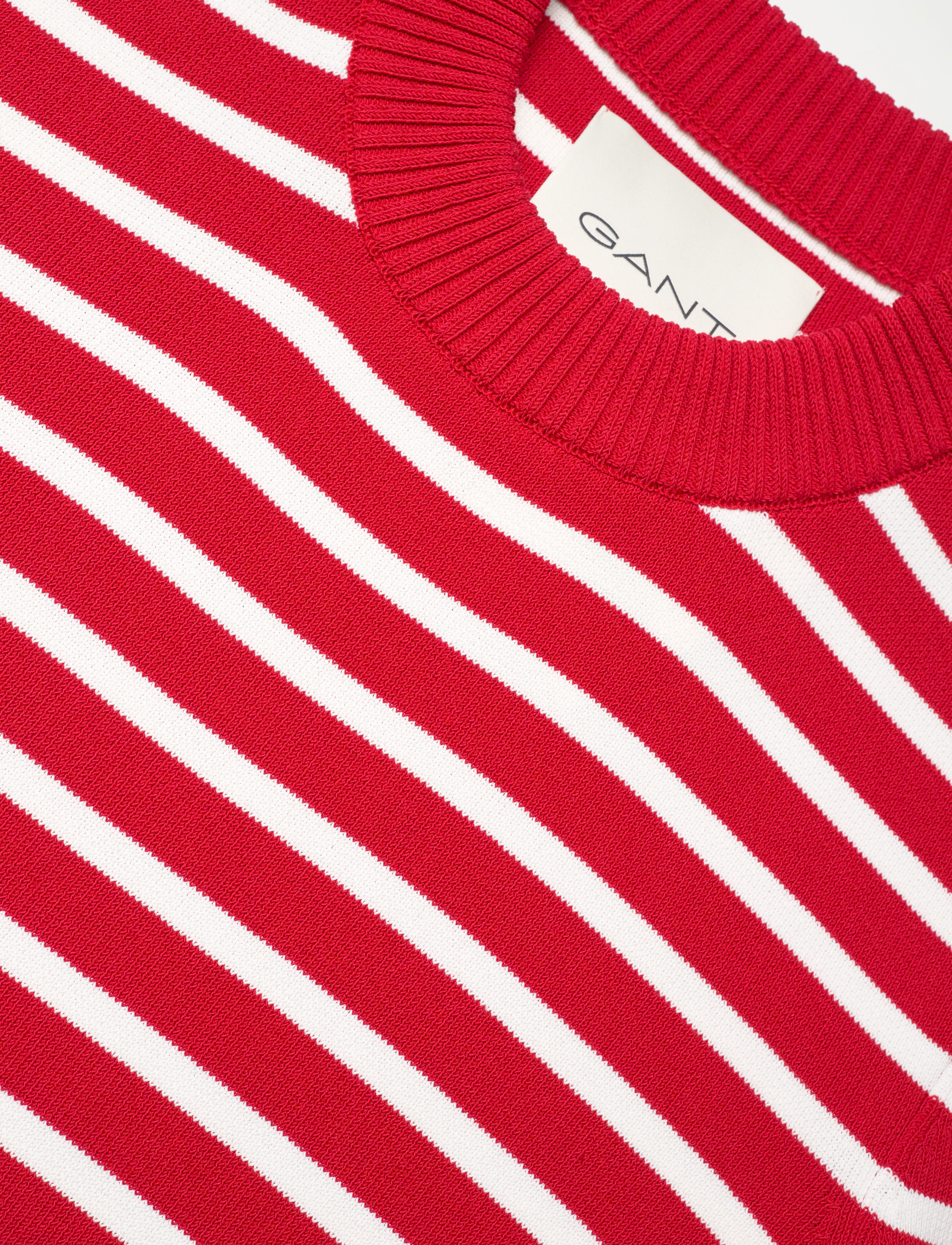 GANT - BRETON STRIPED SHINY COTTON C-NECK - ruby red - 5