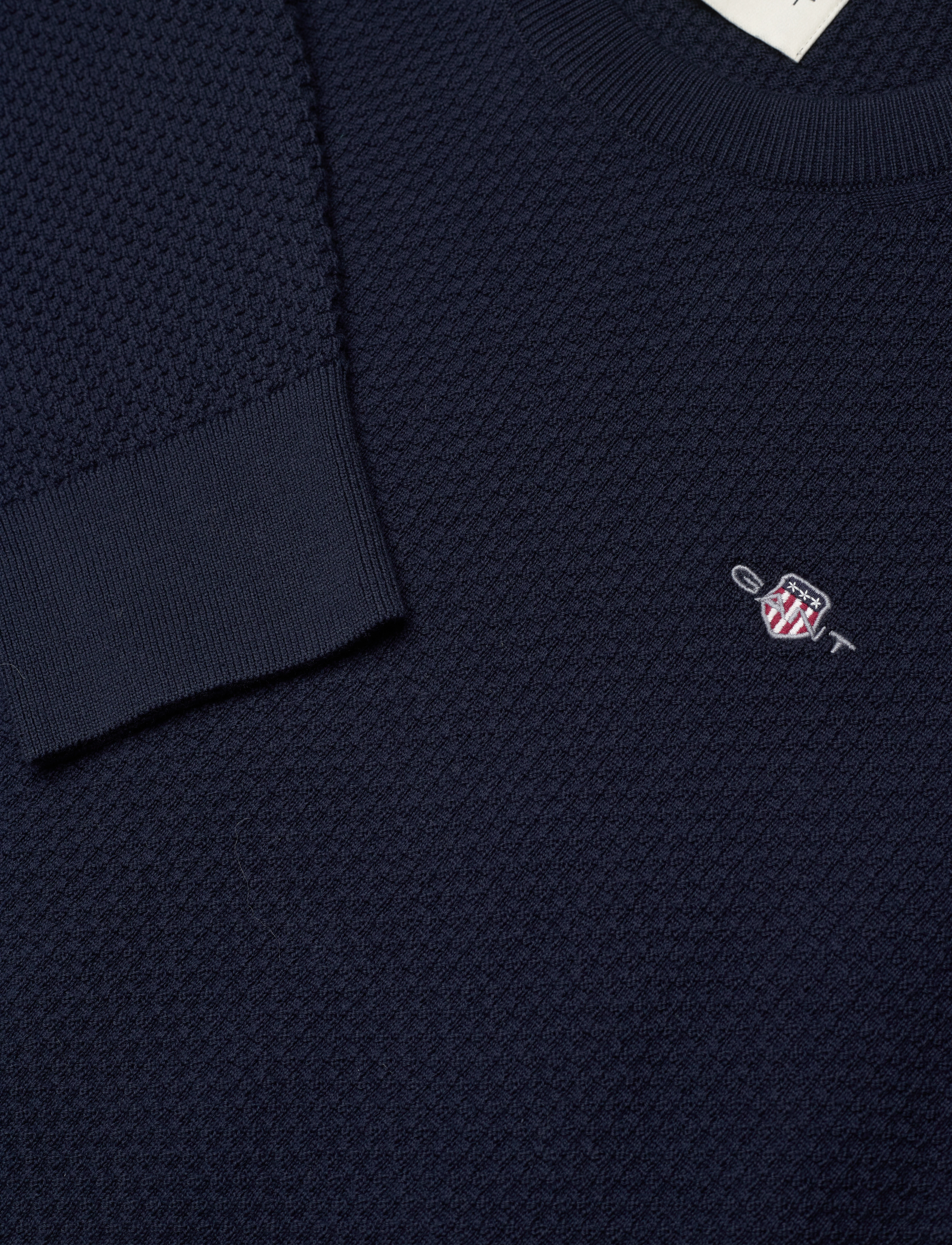 GANT - STRUCTURED COTTON C-NECK - evening blue - 5