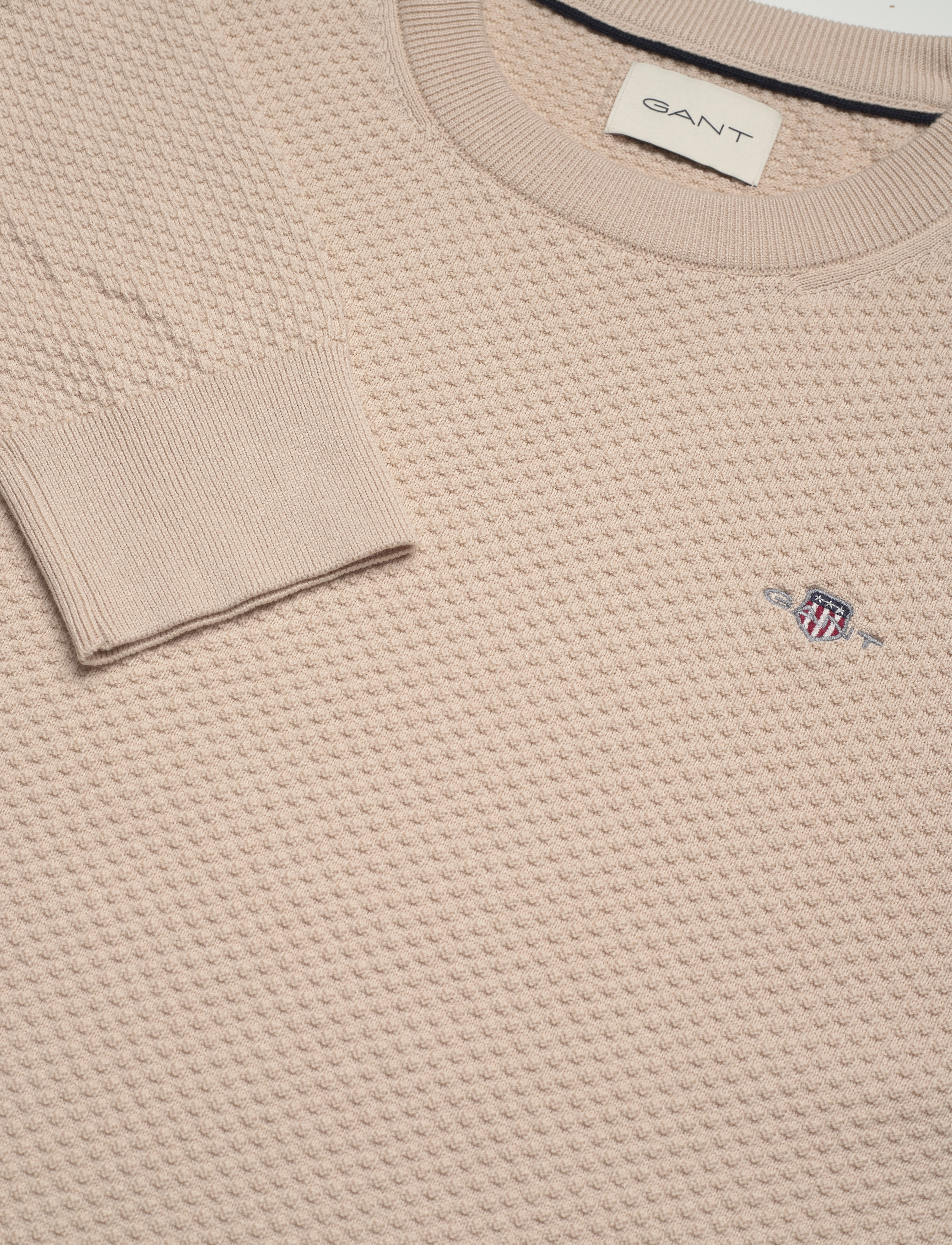 GANT - STRUCTURED COTTON C-NECK - soft oat - 2