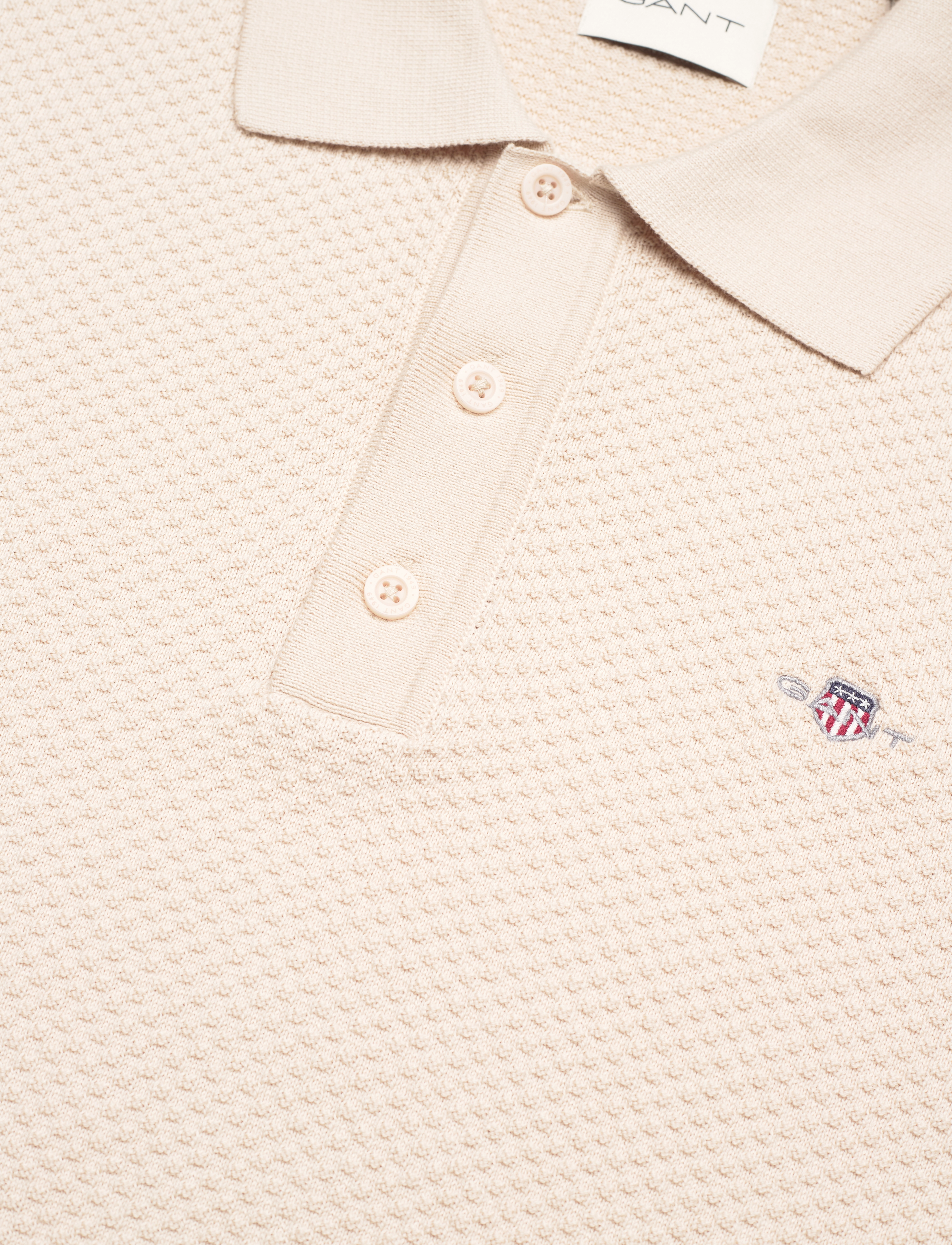GANT - STRUCTURED COTTON SS POLO - soft oat - 2