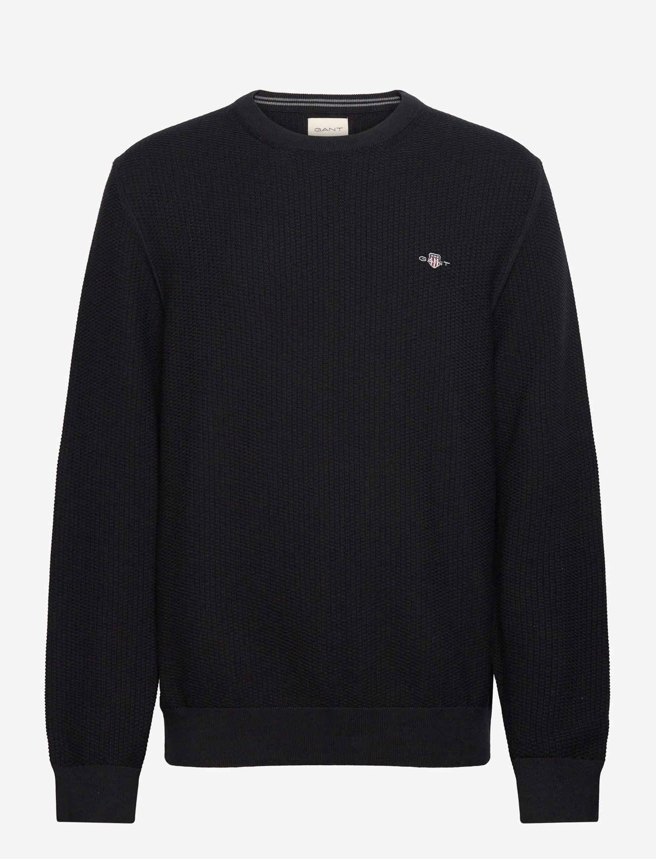 GANT - COTTON MICRO TEXTURED C-NECK - black - 0