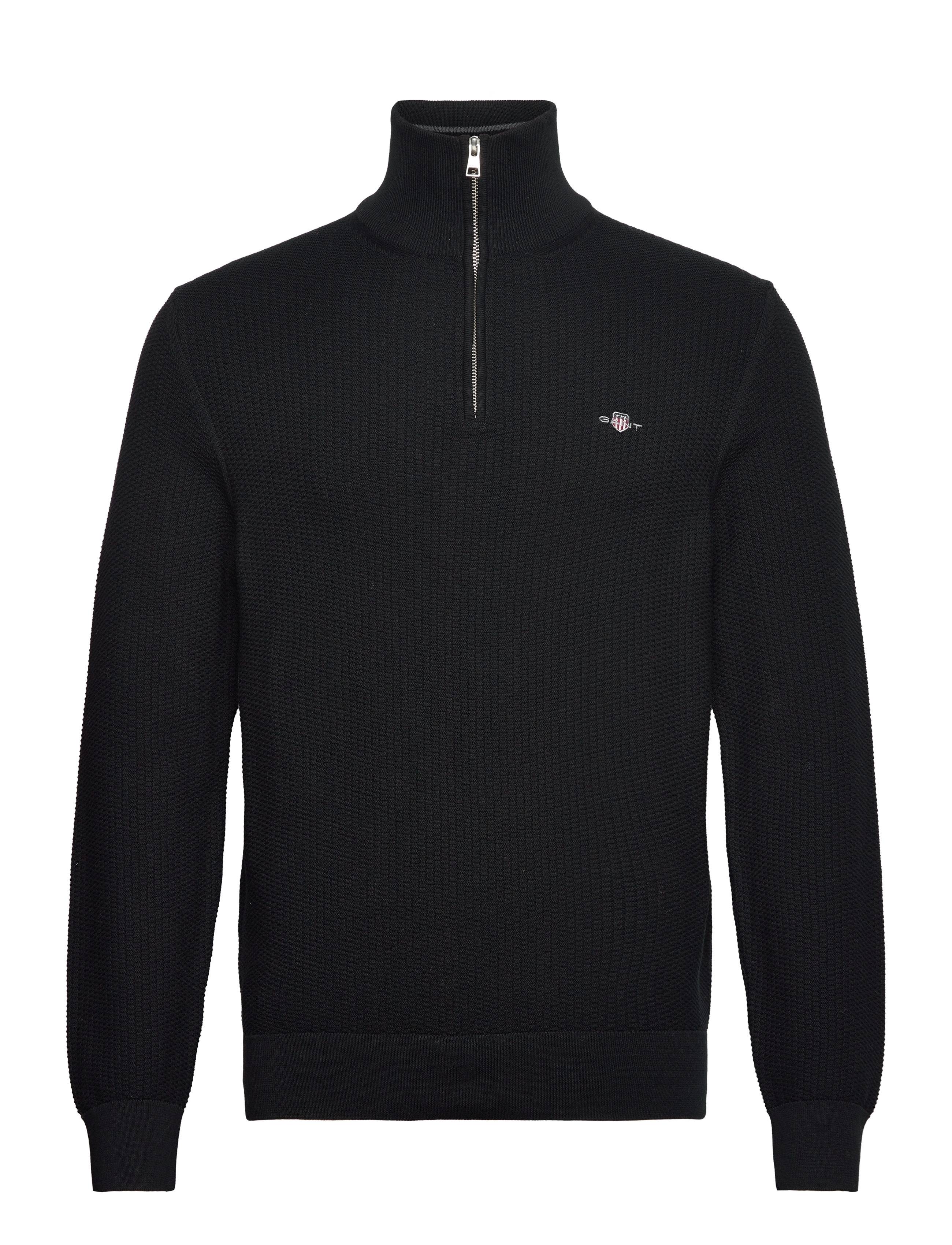 GANT - COTTON MICRO TEXTURED HALF ZIP - black - 1