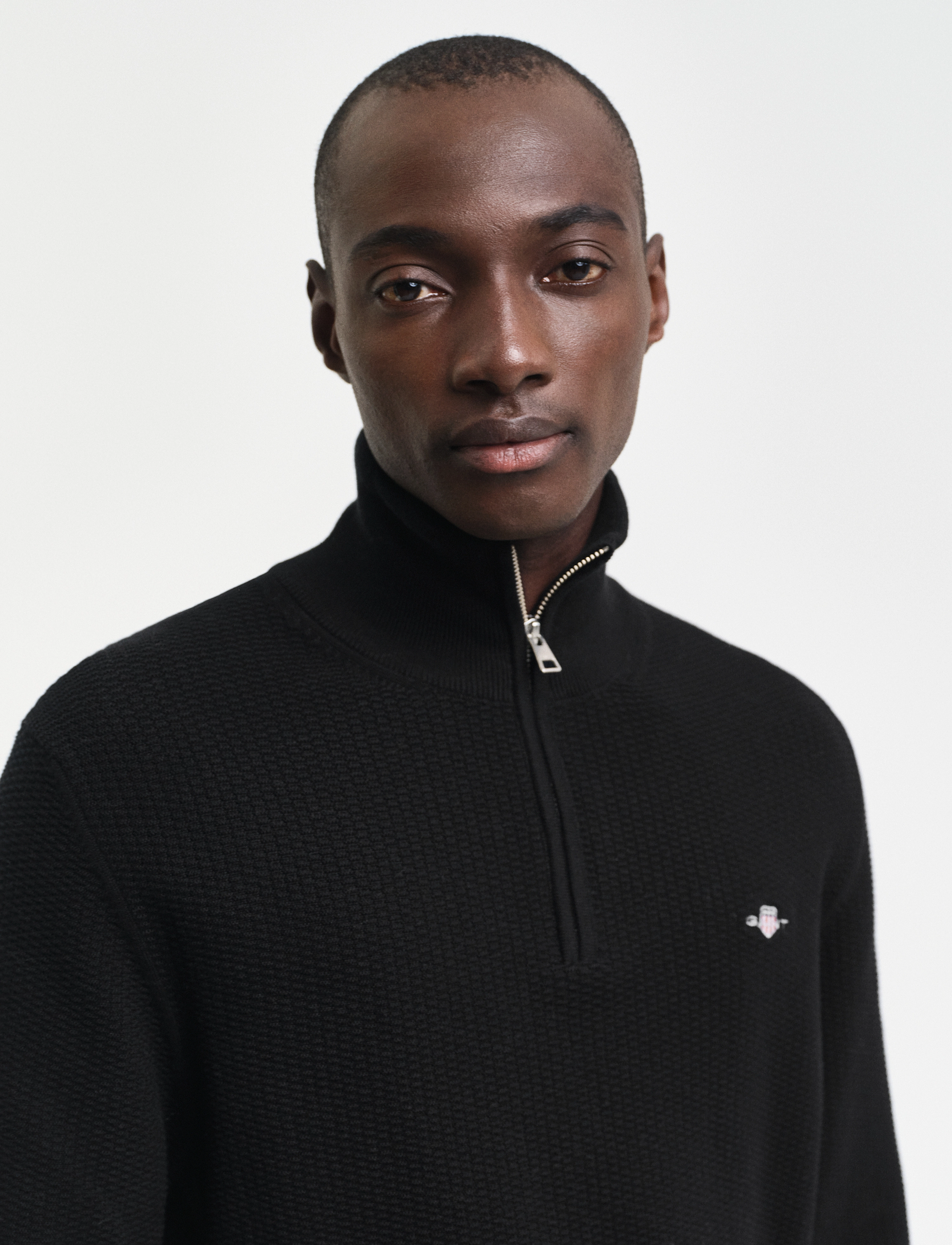 GANT - COTTON MICRO TEXTURED HALF ZIP - black - 4