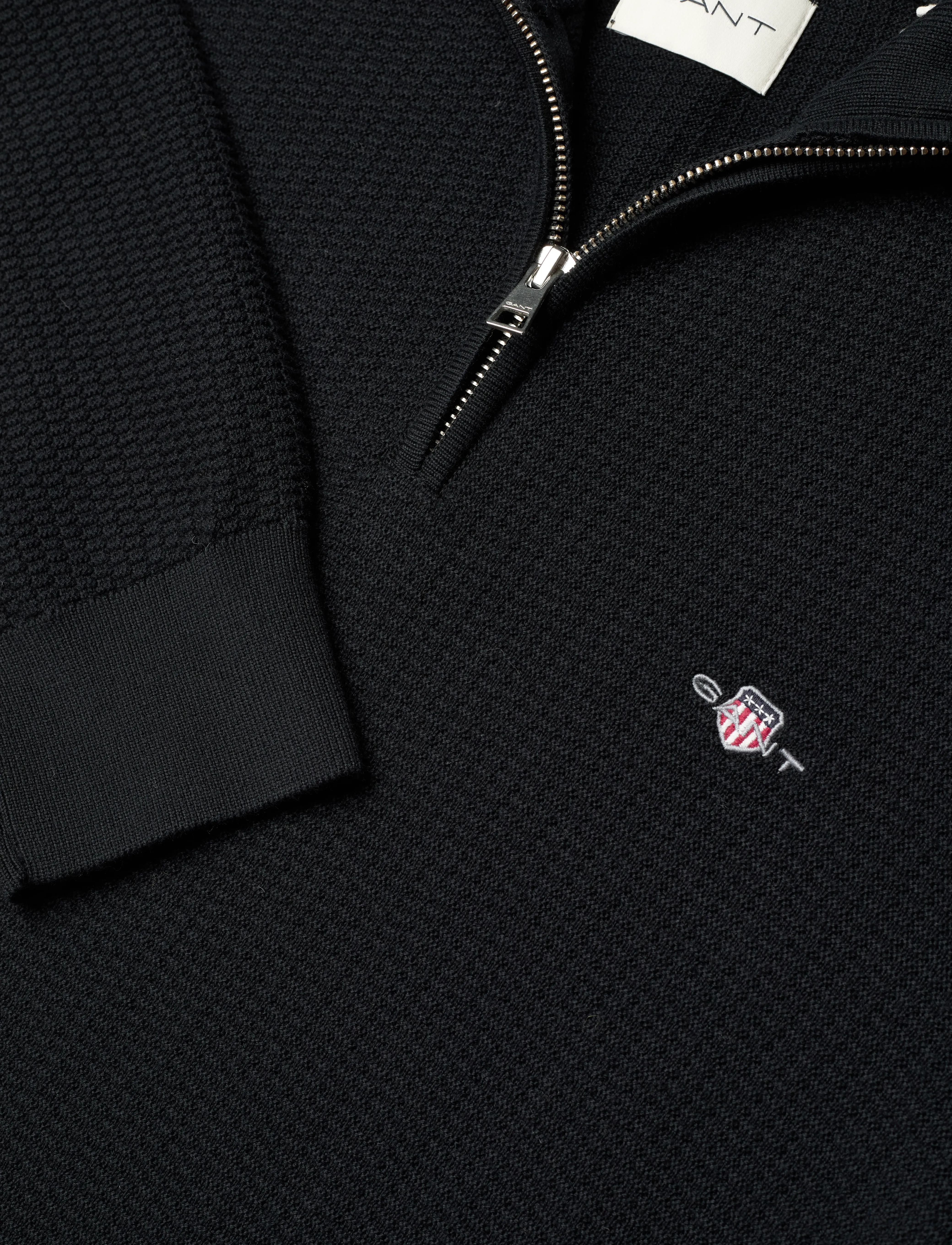 GANT - COTTON MICRO TEXTURED HALF ZIP - black - 5