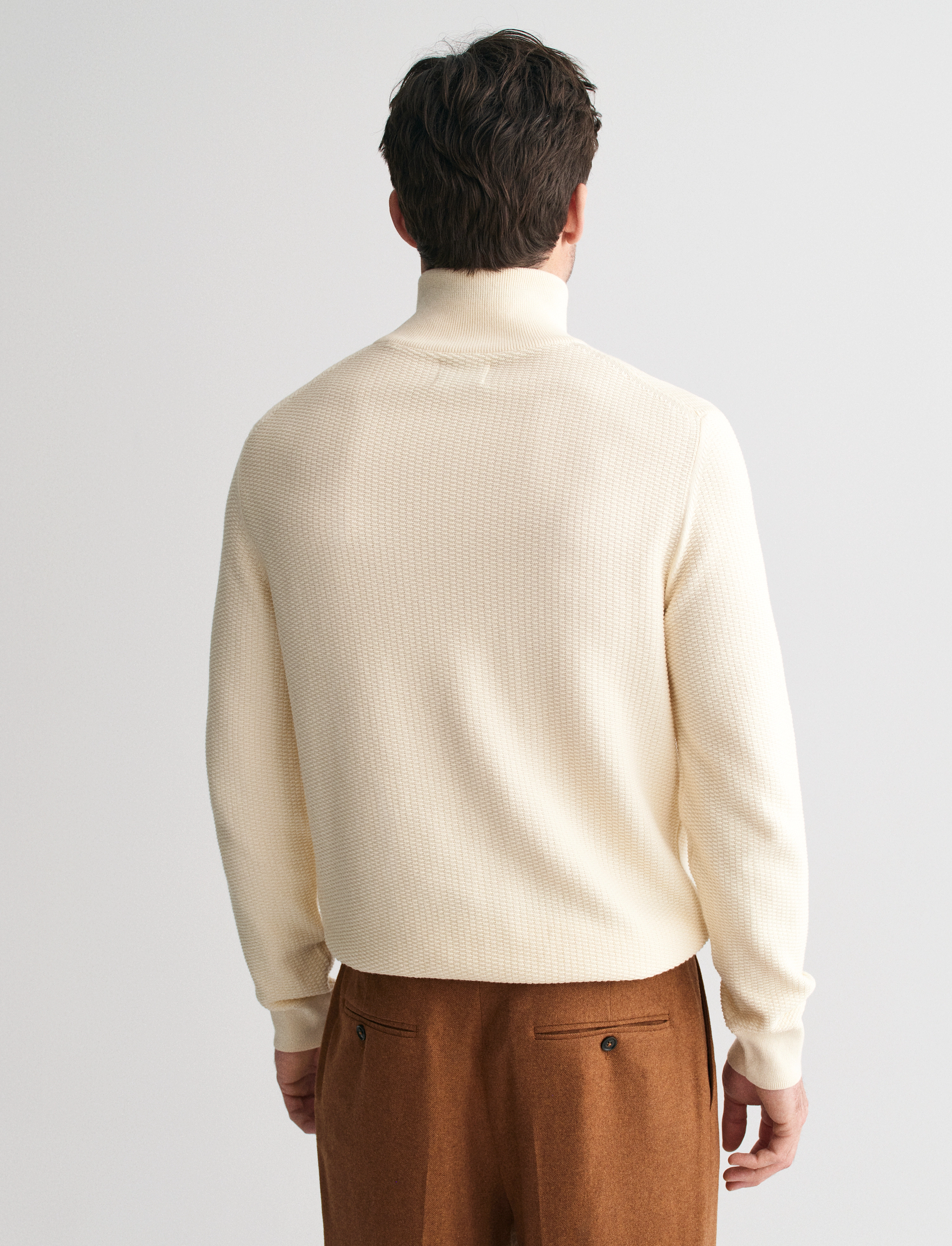 GANT - COTTON MICRO TEXTURED HALF ZIP - cream - 3