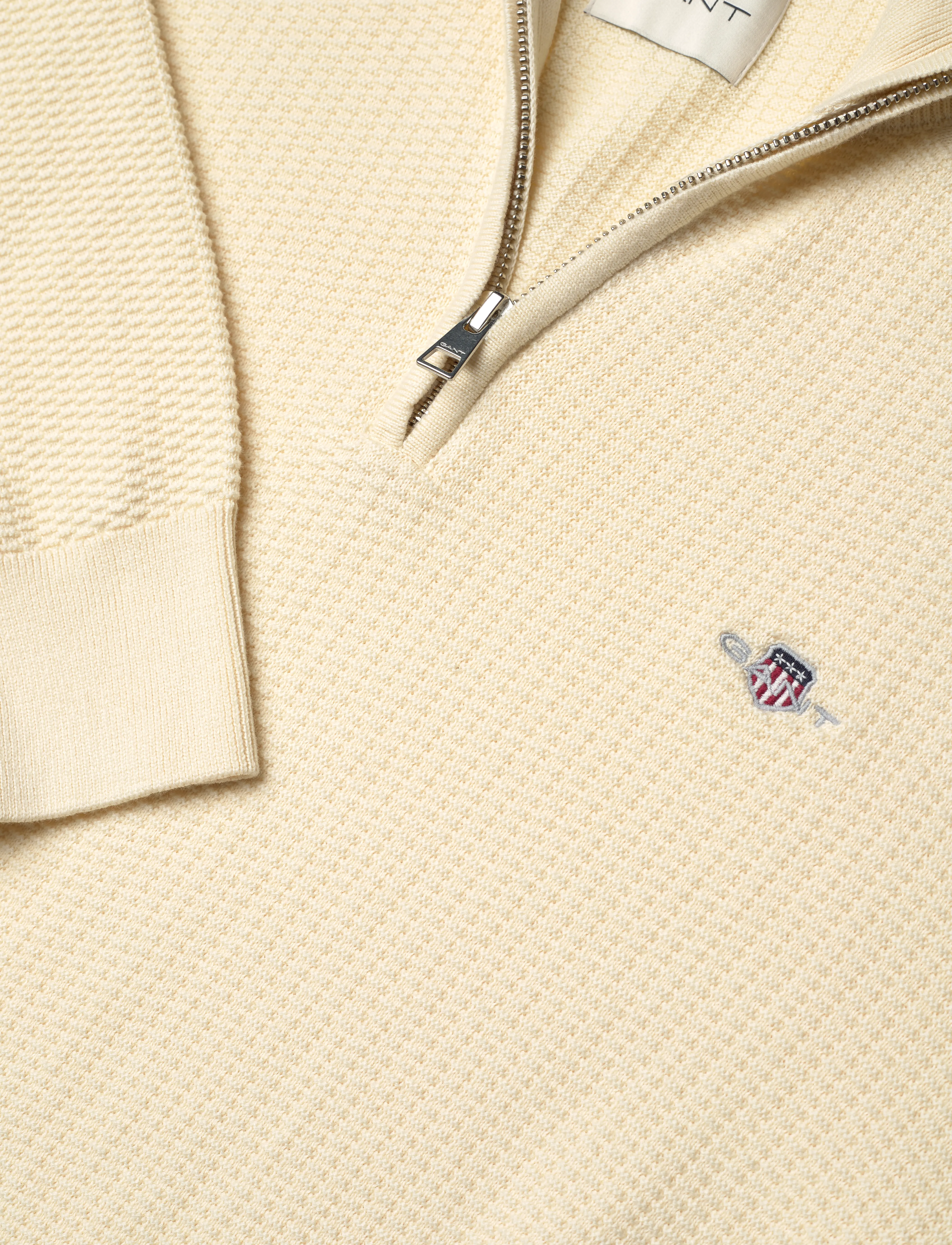 GANT - COTTON MICRO TEXTURED HALF ZIP - cream - 5