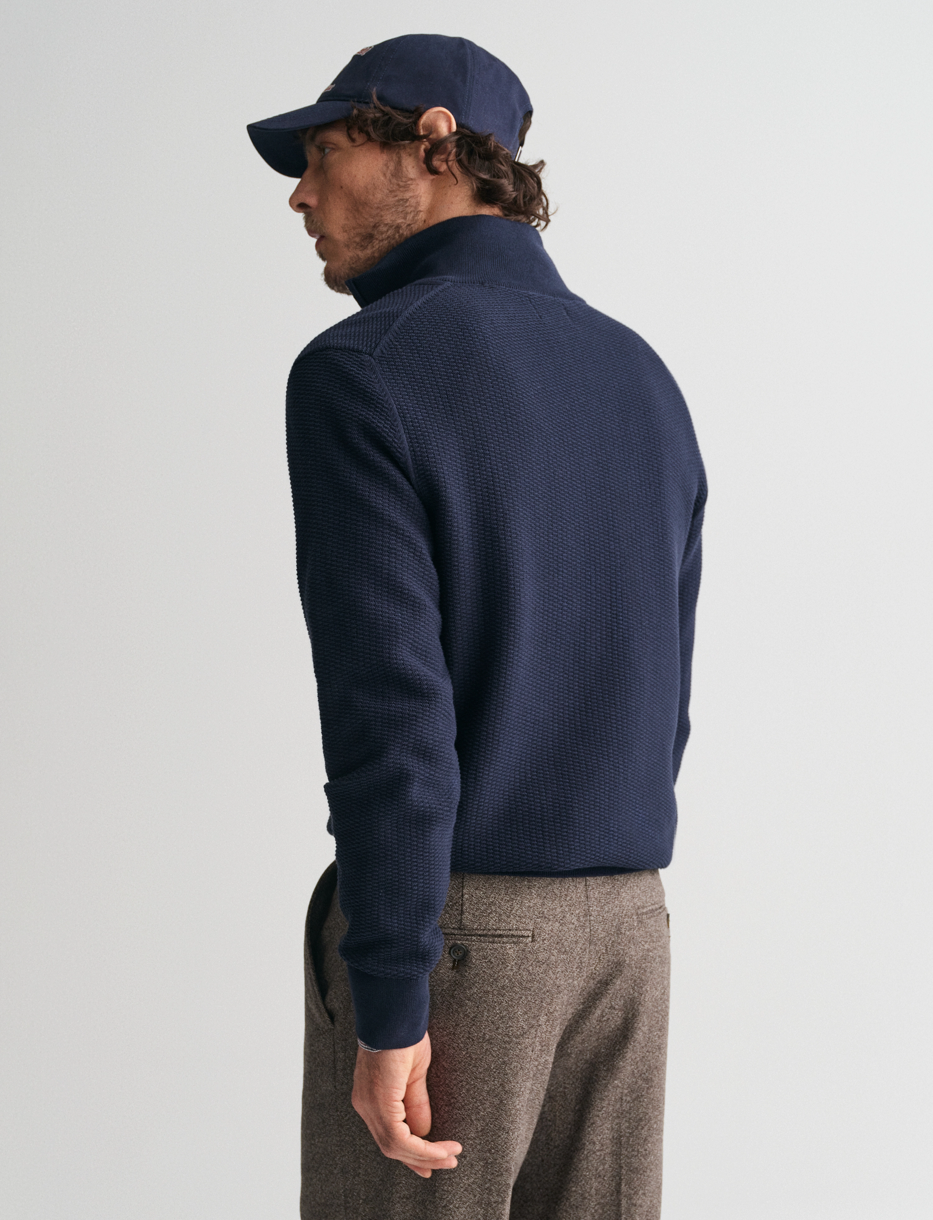 GANT - COTTON MICRO TEXTURED HALF ZIP - evening blue - 3