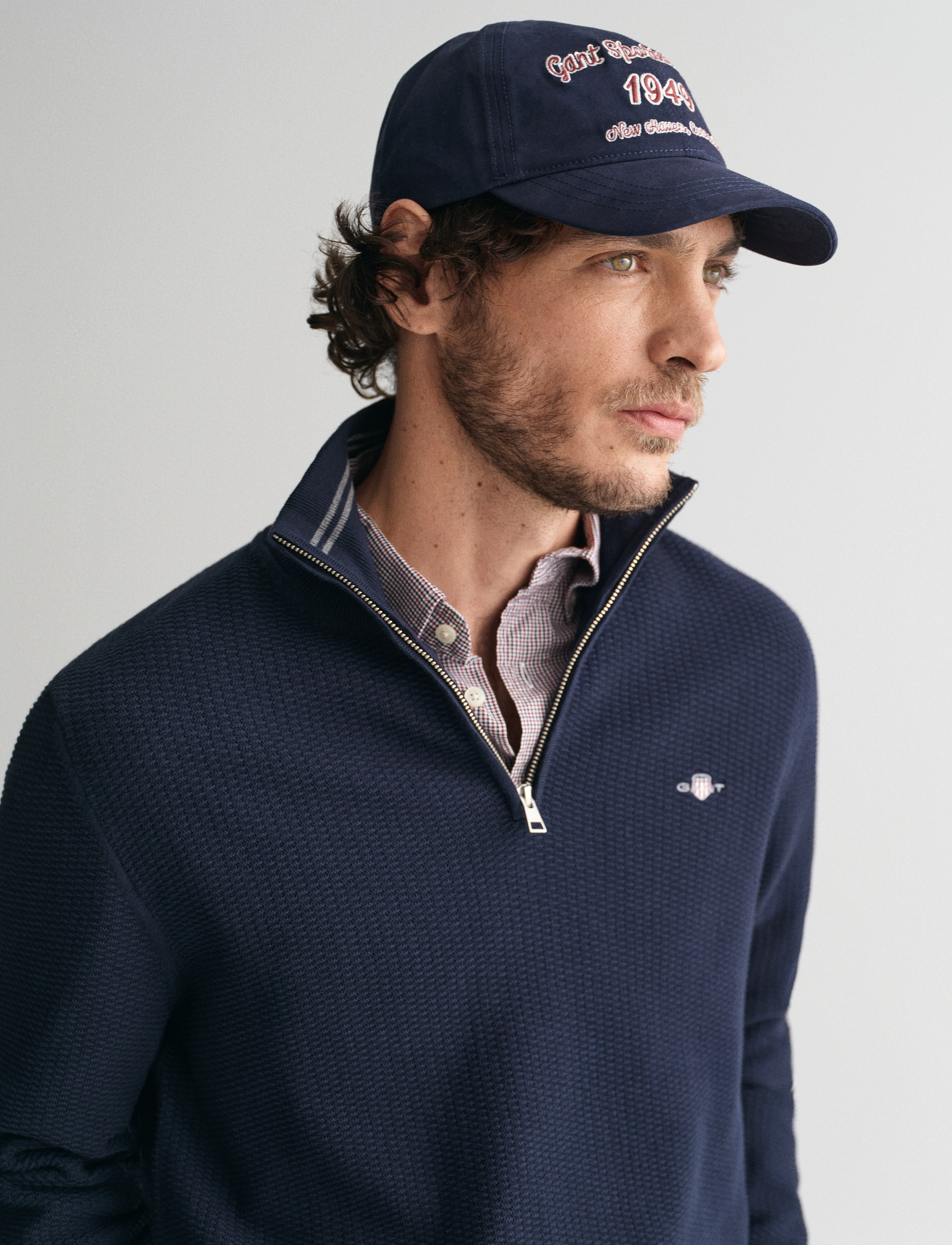 GANT - COTTON MICRO TEXTURED HALF ZIP - evening blue - 4