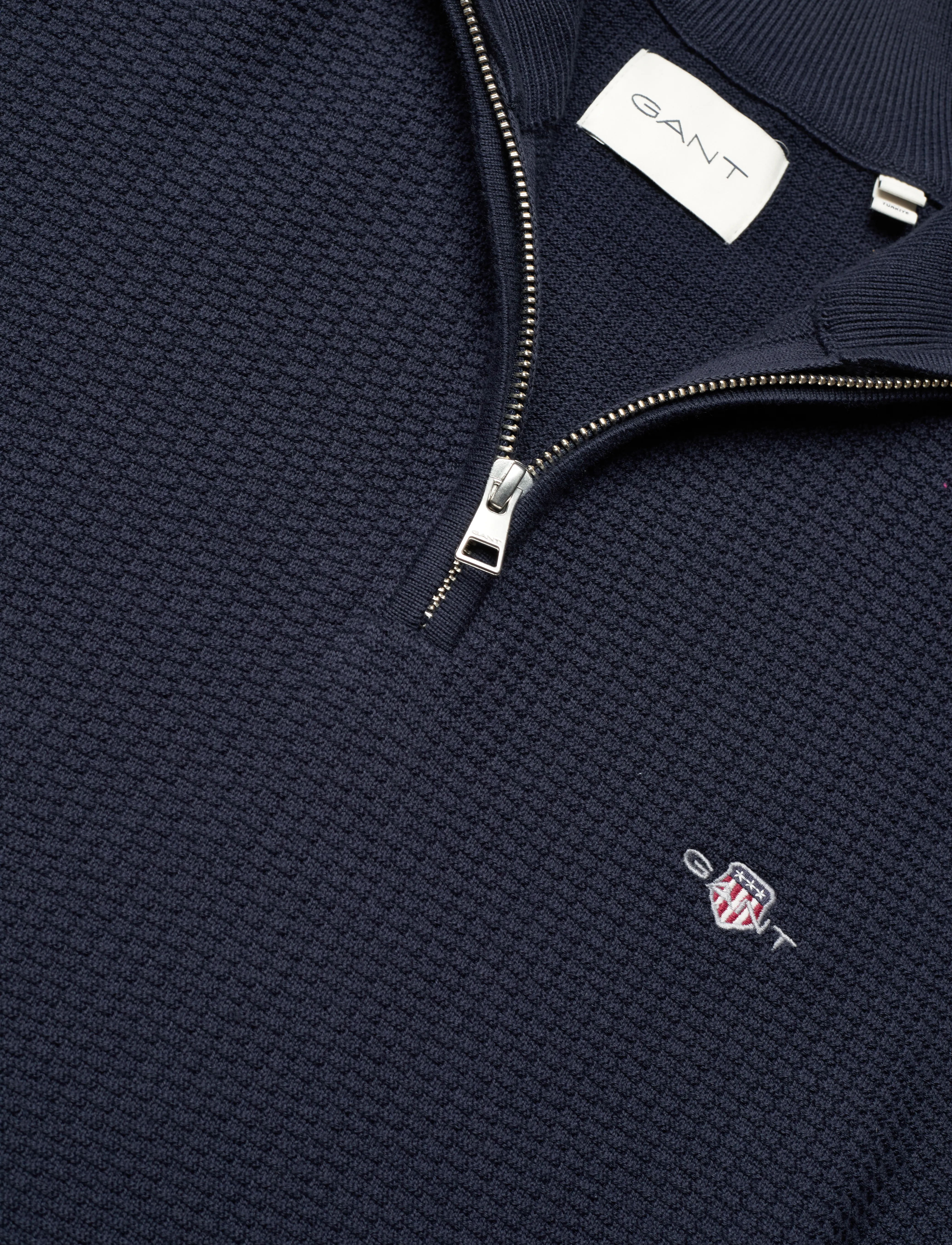 GANT - COTTON MICRO TEXTURED HALF ZIP - evening blue - 5