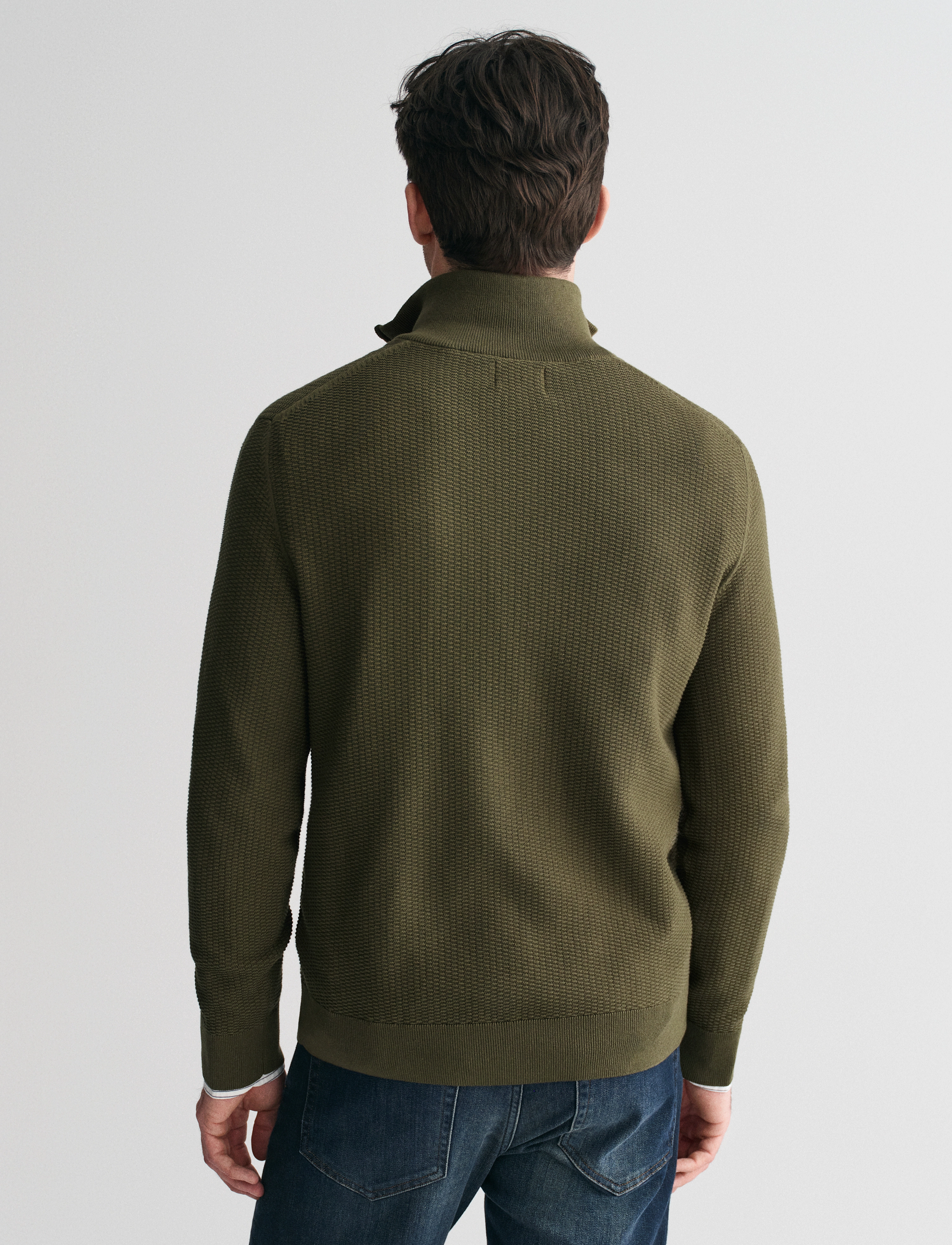 GANT - COTTON MICRO TEXTURED HALF ZIP - juniper green - 3
