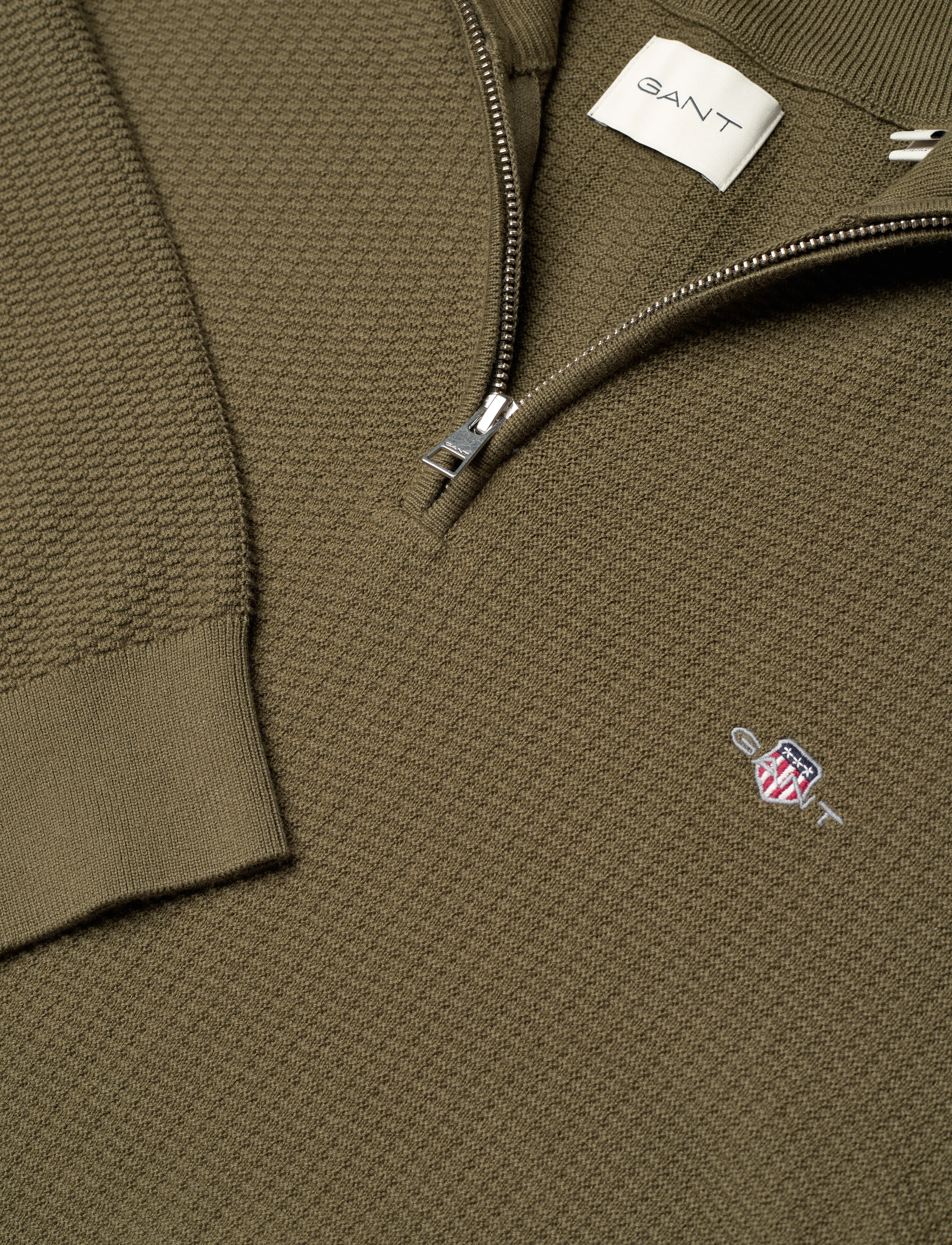GANT - COTTON MICRO TEXTURED HALF ZIP - juniper green - 5