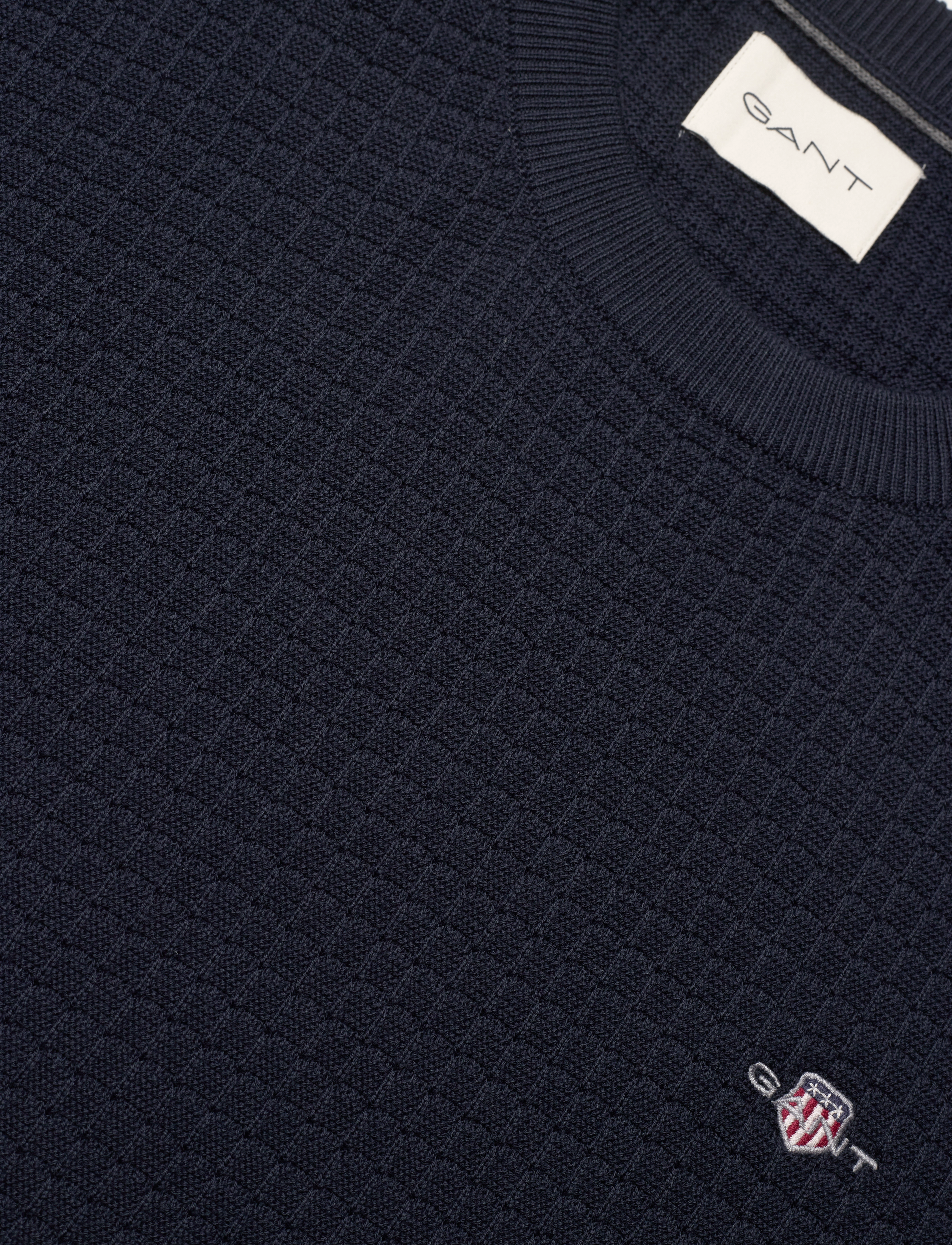 GANT - COTTON TEXTURED C-NECK - evening blue - 2