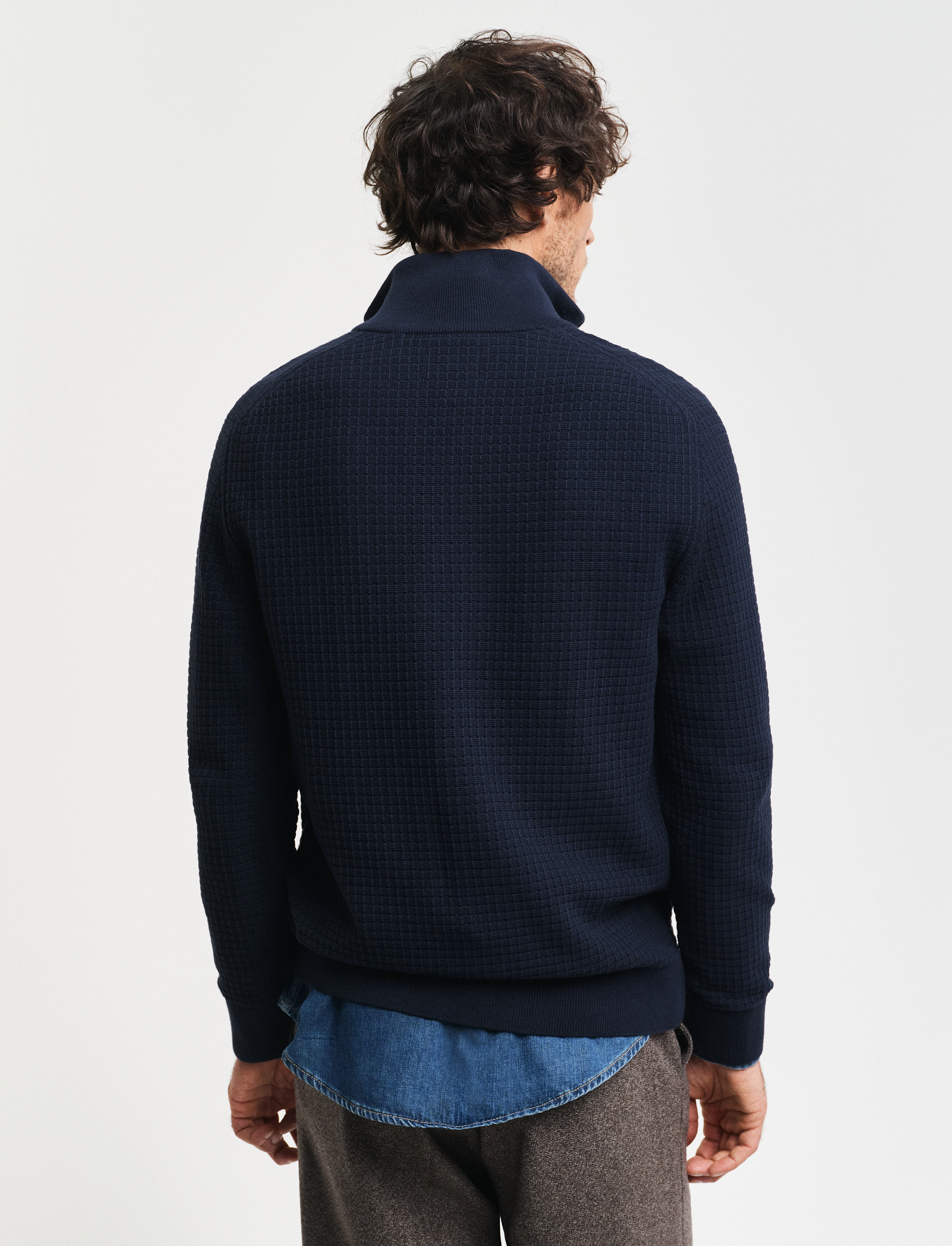 GANT - COTTON TEXTURED HALF ZIP - evening blue - 3