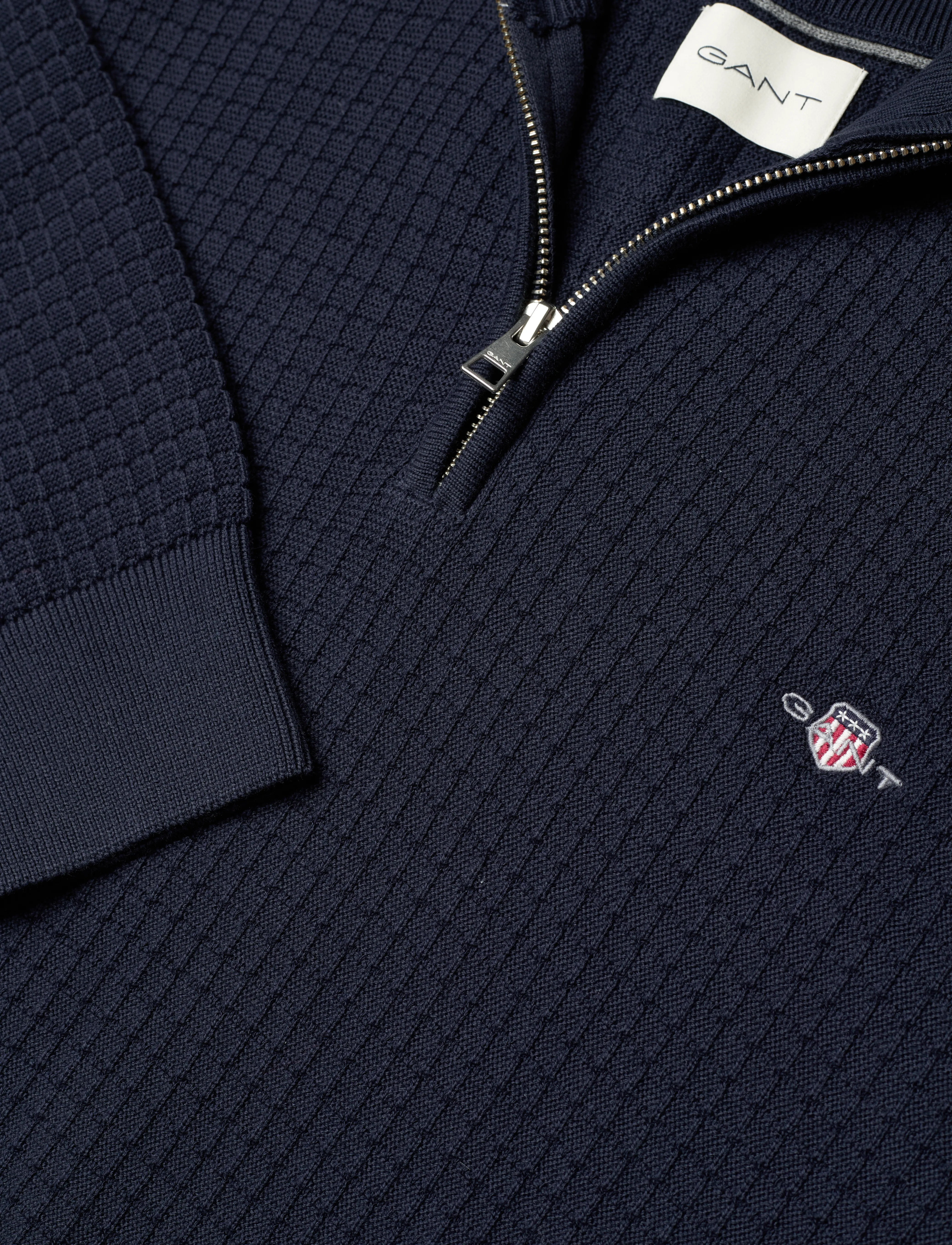 GANT - COTTON TEXTURED HALF ZIP - evening blue - 5