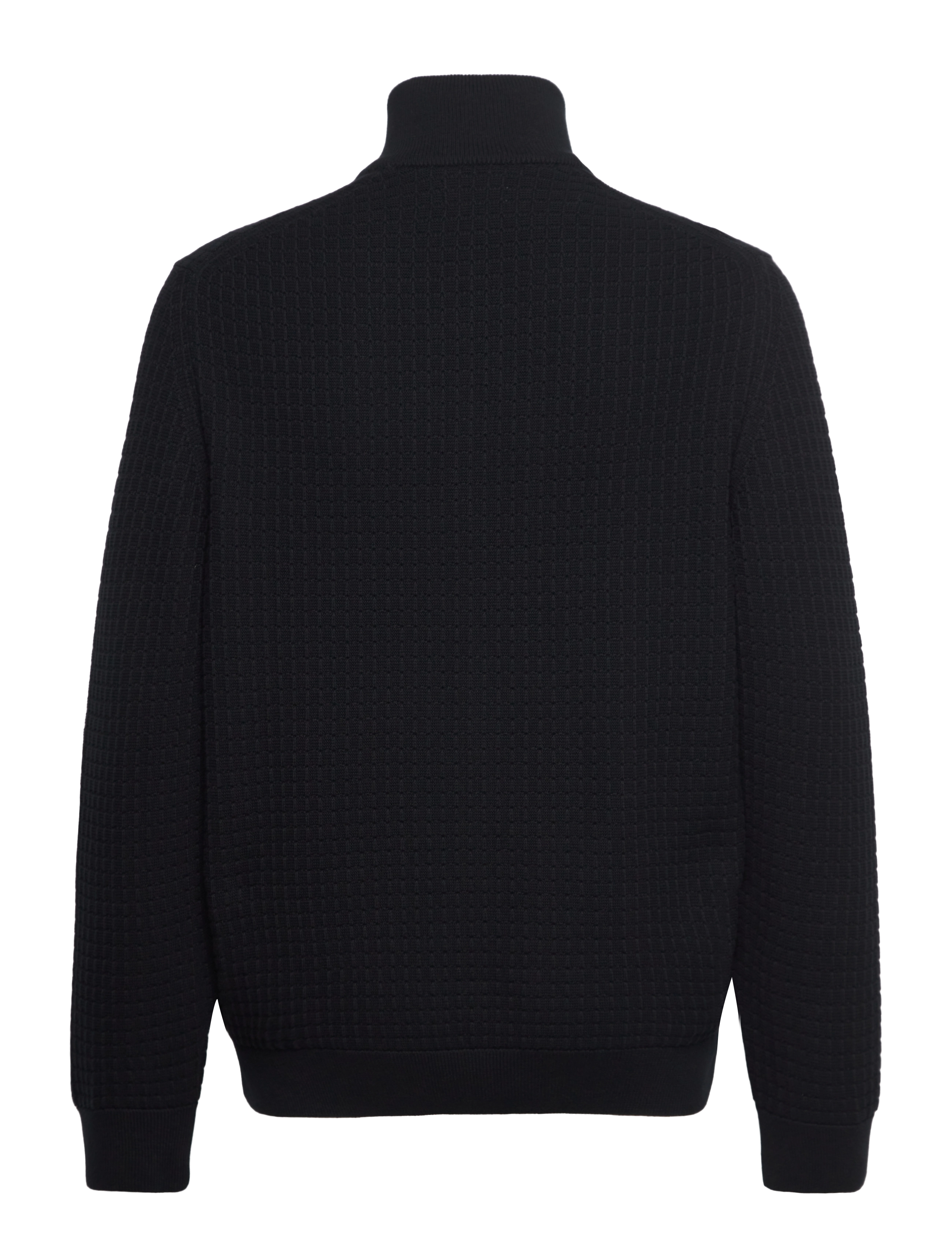 GANT - COTTON TEXTURED ZIP CARDIGAN - black - 1