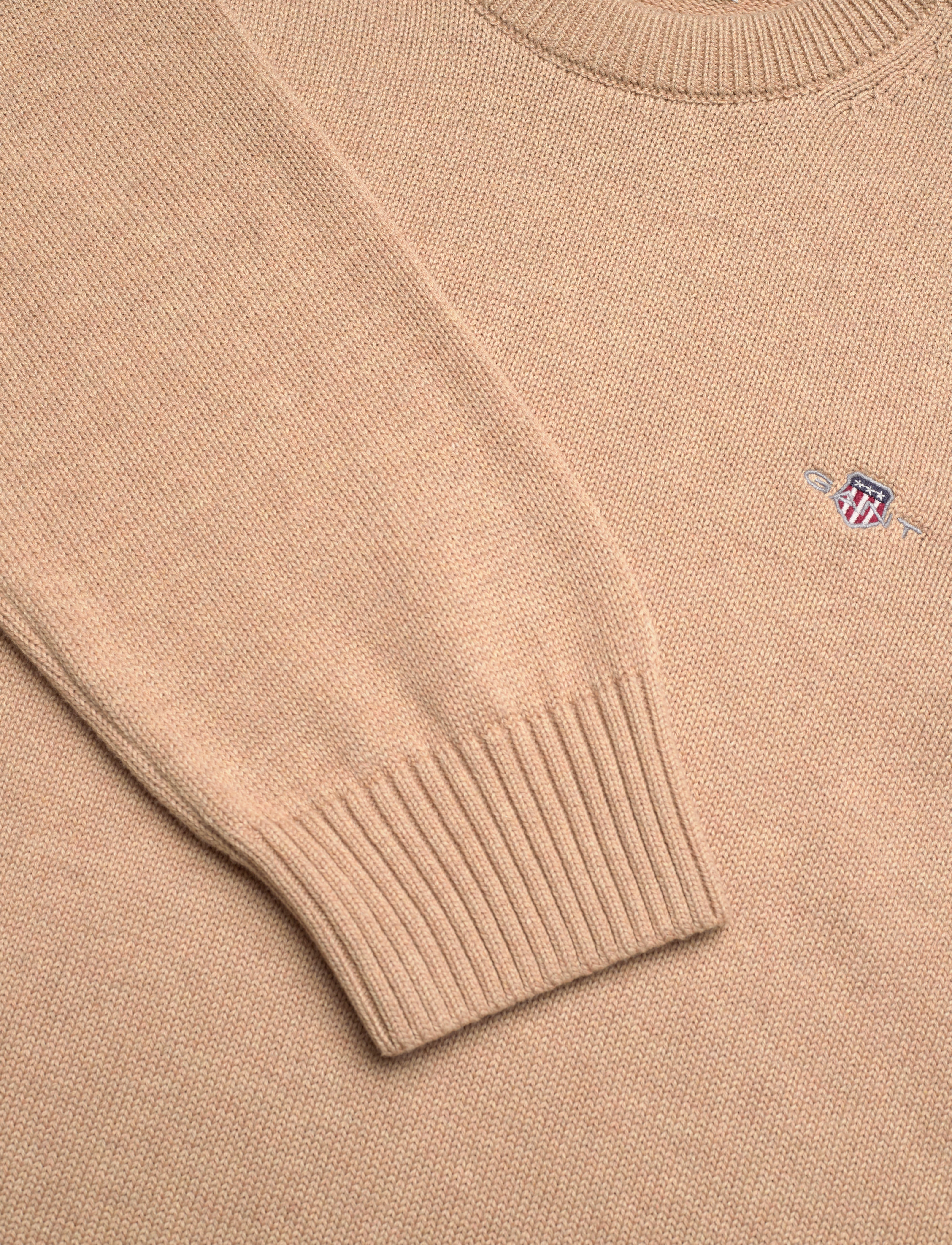 GANT - CASUAL COTTON SADDLE C-NECK - khaki mel - 2