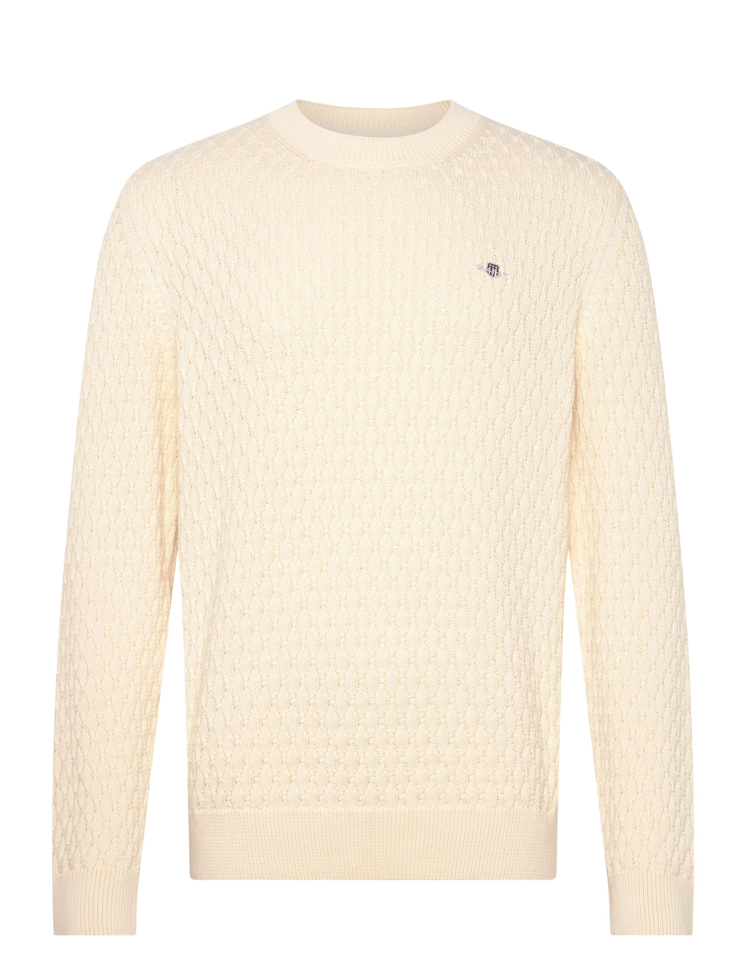 GANT Textured Baumwolle C-Neck Cream - XXL - Herren