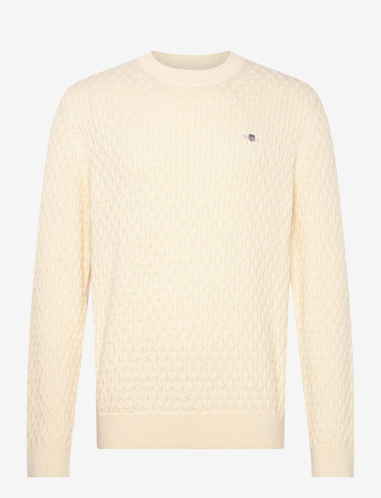 GANT - TEXTURED COTTON C-NECK - rundhals - cream - 0